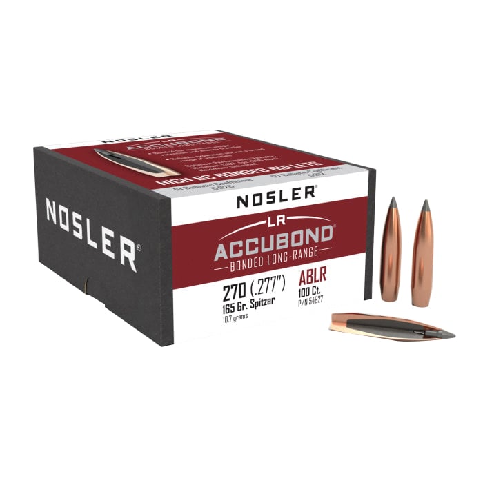 Nosler AccuBond Long Range .270 Cal BTPT Rifle Bullet, 165 gr 0.277" 100rds - Nosler
