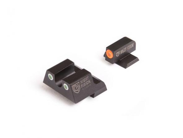 Night Fision Perfect Dot Tritium Night Sight Set with White "U" Notch Rear, Orange Front - GLK-001-007-OGWG - Night Fision