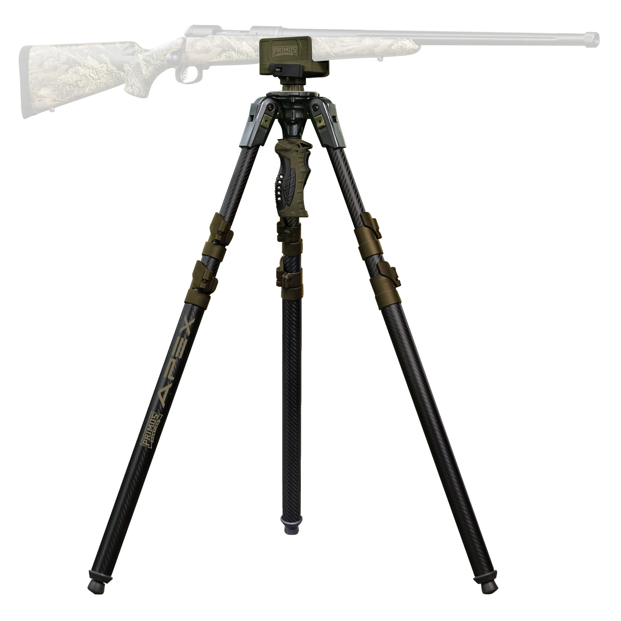 Primos APEX Trigger Stick, Tripod, Matte Finish, Black and Carbon Fiber - Primos