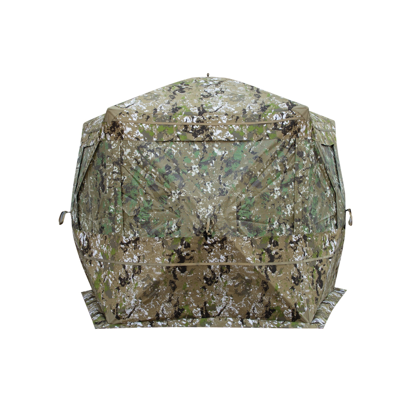 Barronett Blinds Hi-Five 76" Silent Hinged and Vertical Corner Hub Blind, Crater Thrive Camouflage - Barronett Blinds