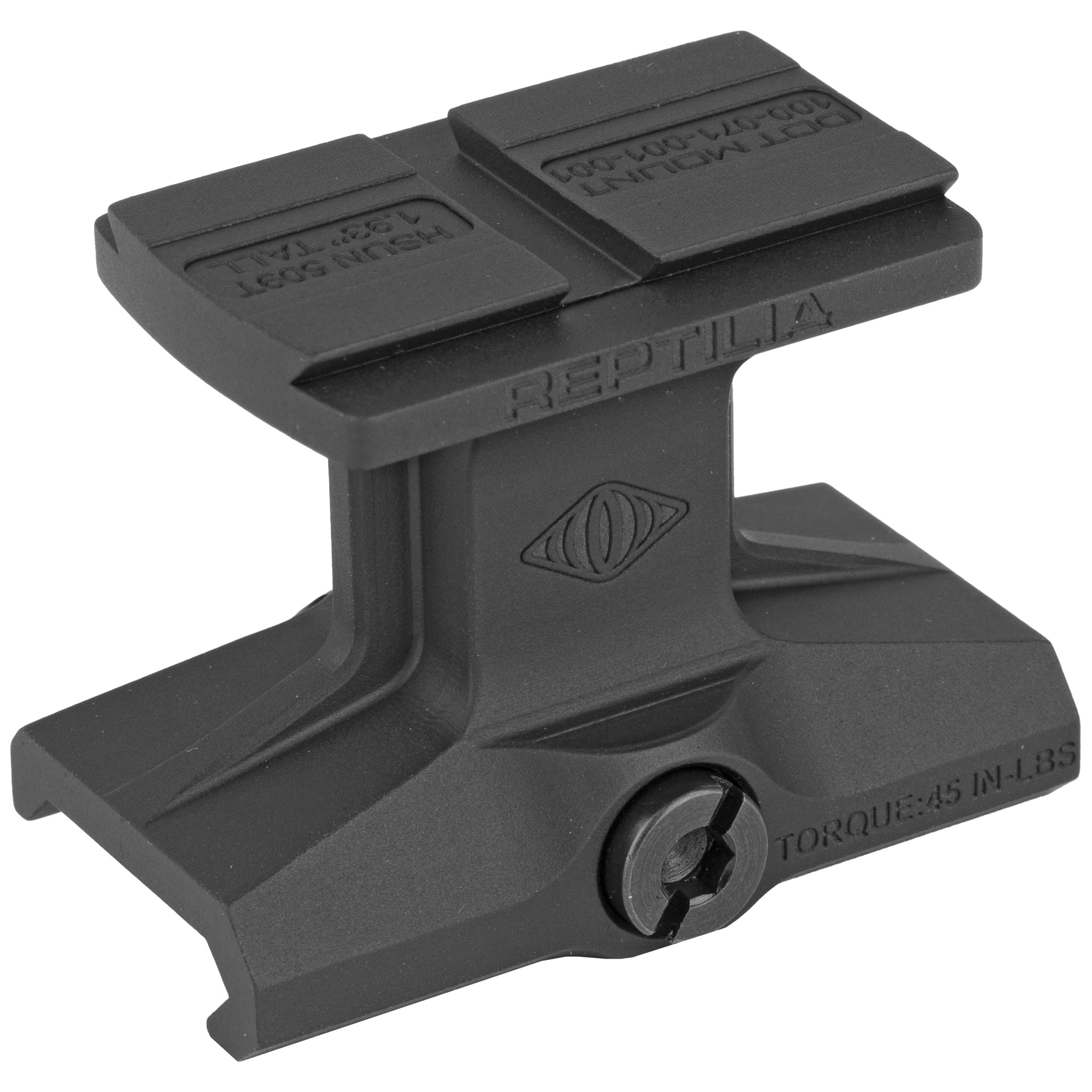 Reptilia DOT Mount, Black, 1.93" Optical Axis Height, Holosun 509T, Anodized - Reptilia