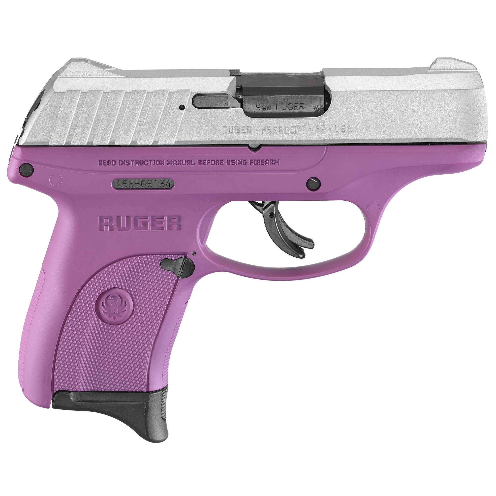 Ruger EC9s 9mm Pistol, 3.1" Barrel, Integral Sights, Purple, Silver - 3295 - Ruger