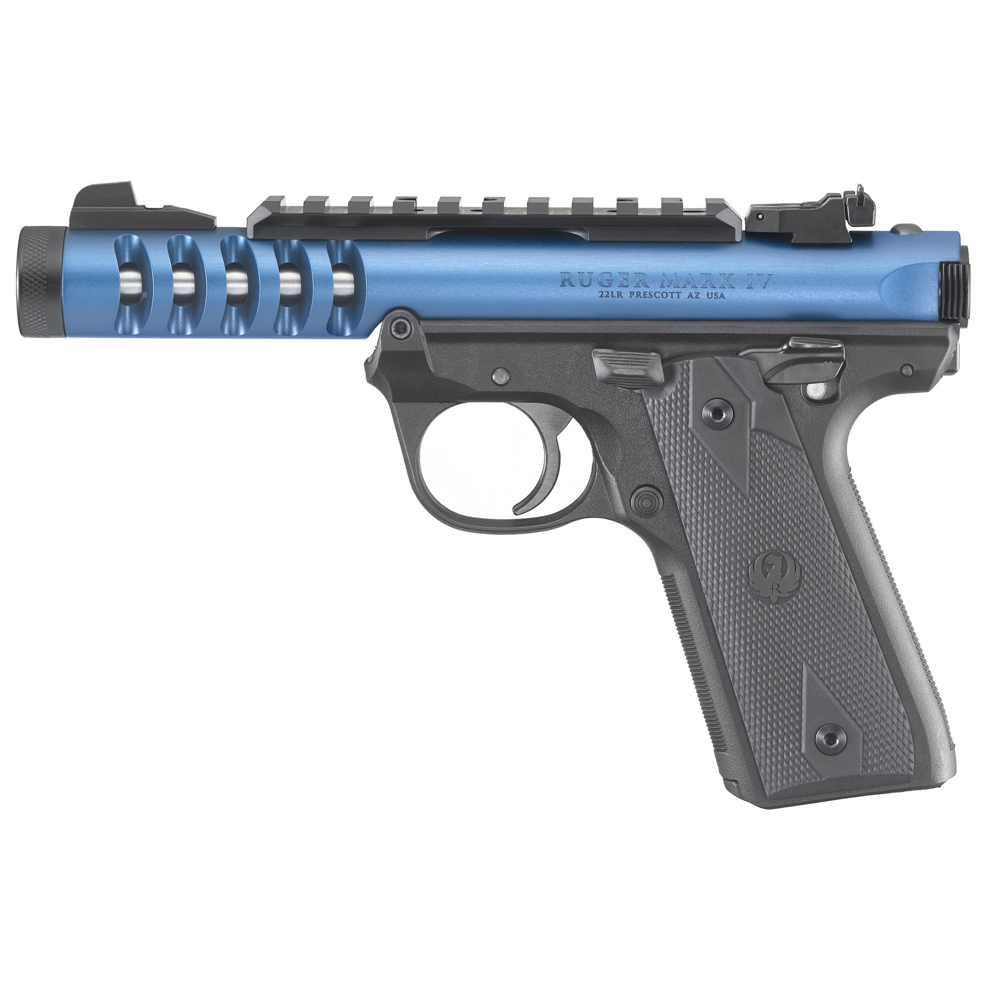 Ruger Mark IV .22LR Pistol, 4.4" Barrel, Adjustable Rear Sights, Blue - 43924 image