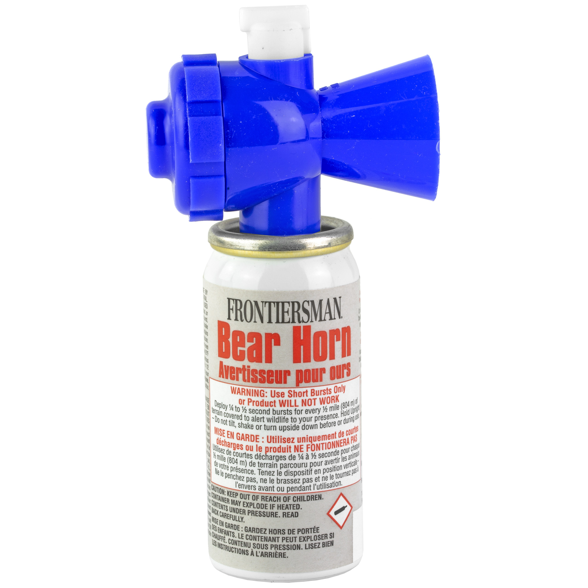 Sabre Alarm, Frontiersman Bear Horn w/ On/Off Locking Top to Prevent Accidental Deployment, Blue