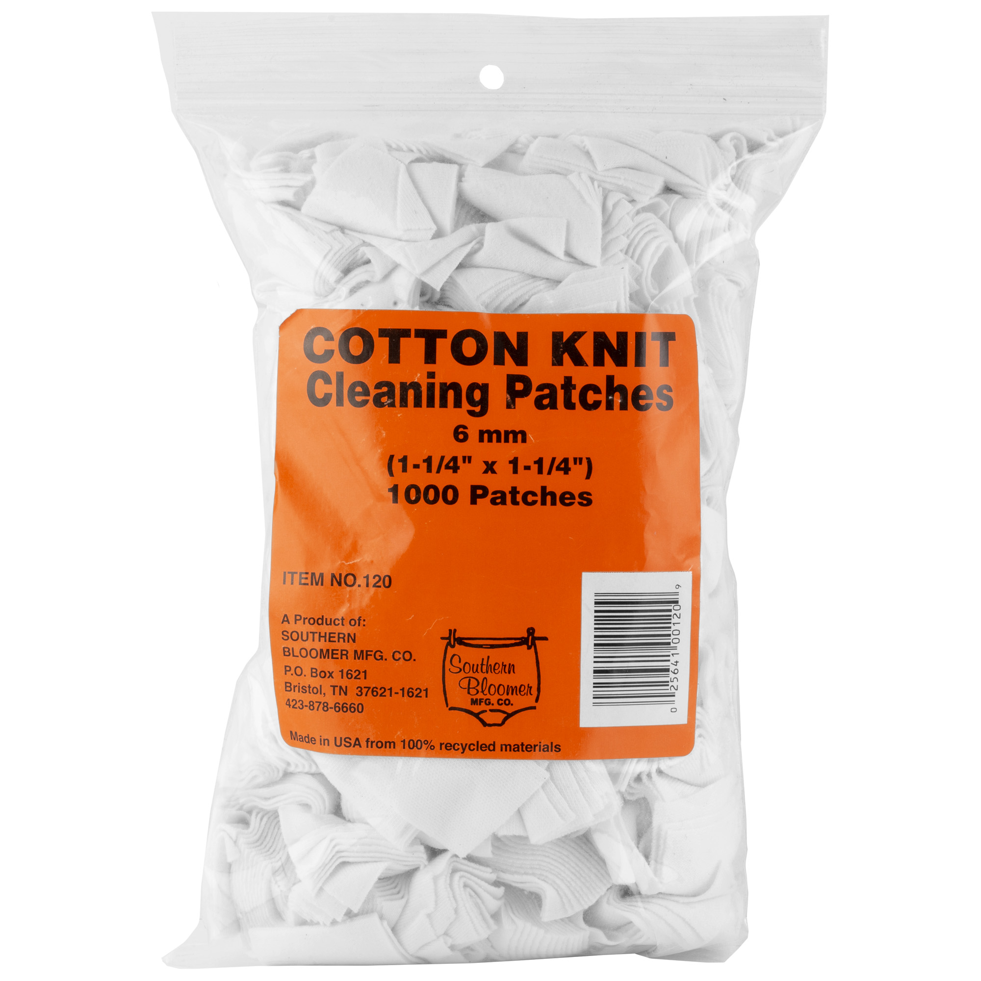 Southern Bloomer Cotton, Patch, 6mm, 1-1/4 x 1-1/4, 1000/Bag, Bulk Poly Bag - Southern Bloomer