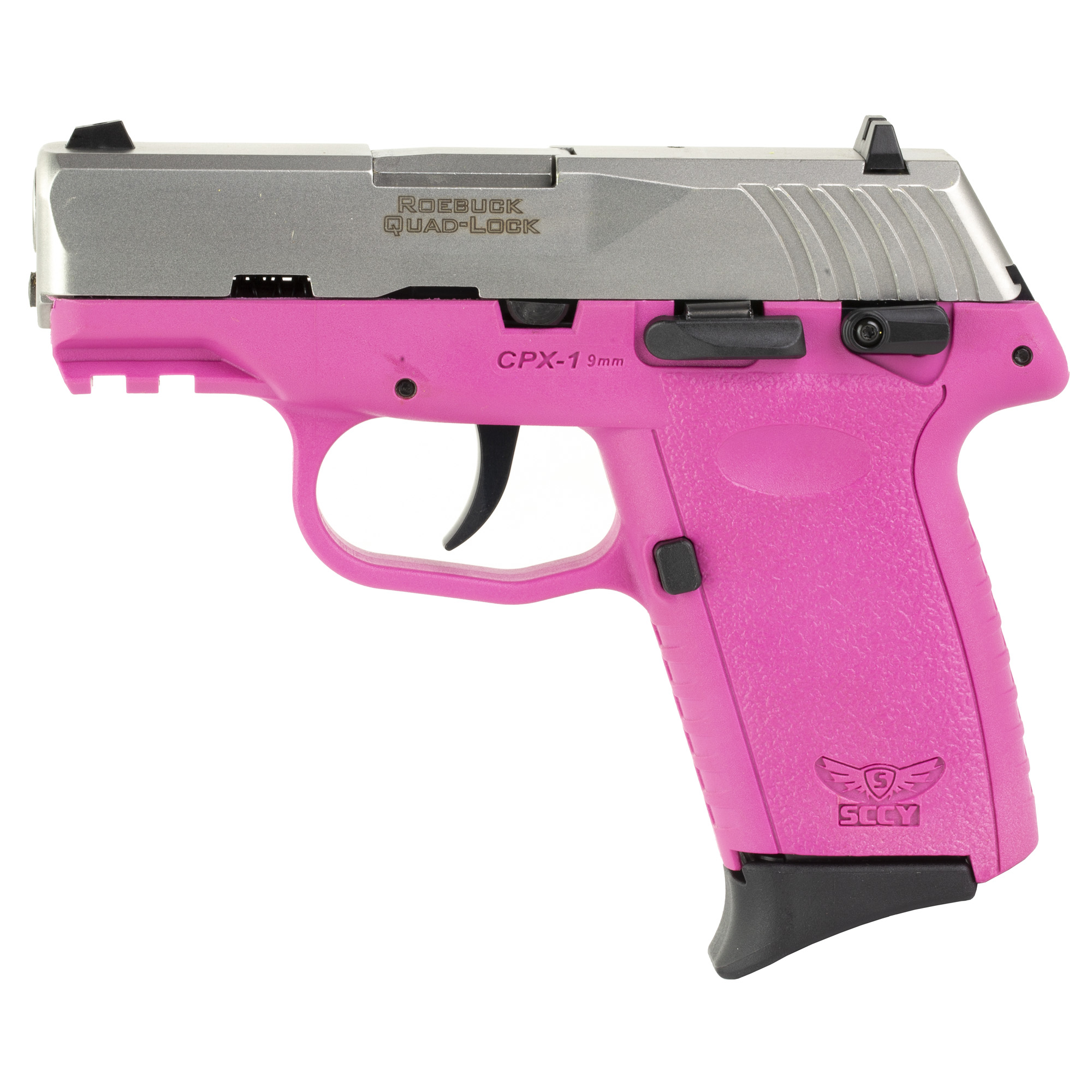 SCCY CPX-1 Gen 3 9mm Pistol, 3.1" Barrel, 3 Dot Sights, Pink, Silver - CPX1TTPKG3