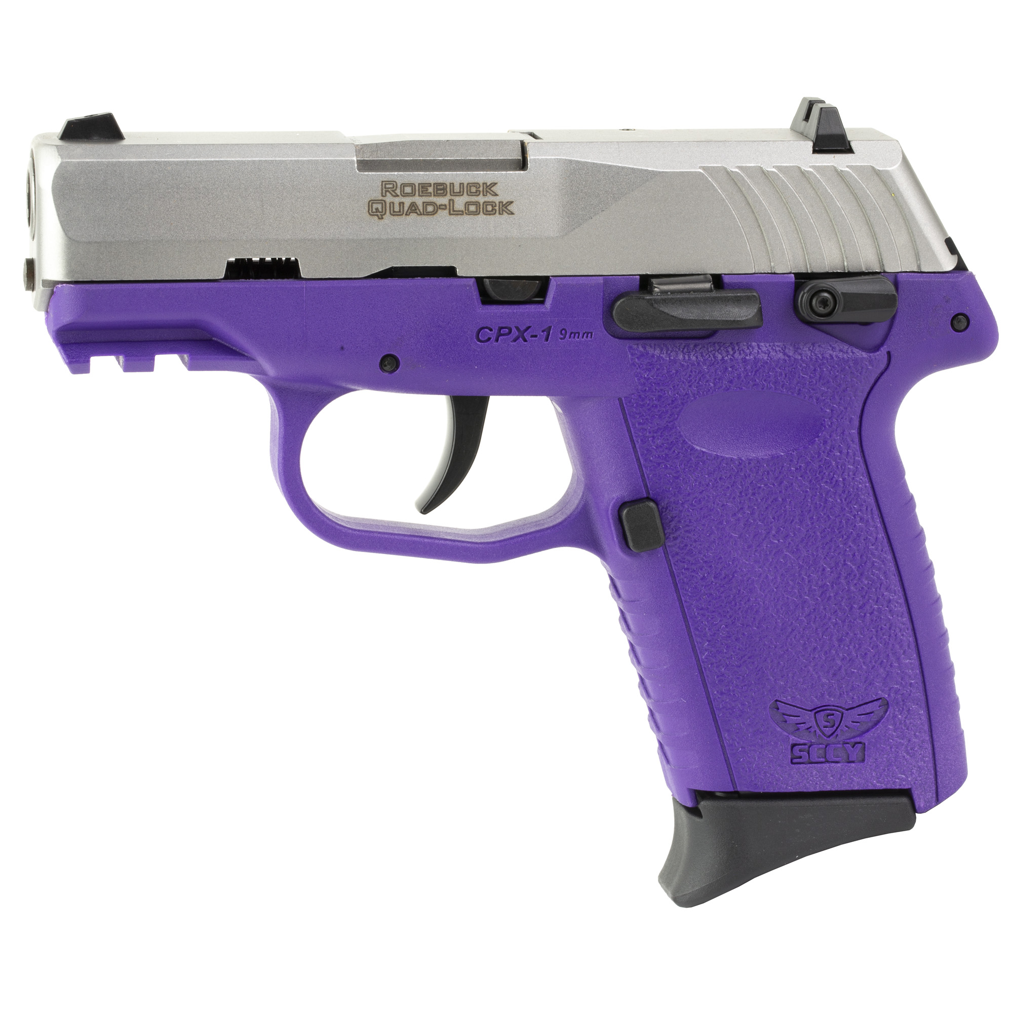 SCCY CPX-1 Gen 3 9mm Pistol, 3.1" Barrel, 3 Dot Sights, Purple, Silver - CPX1TTPUG3 - Sccy