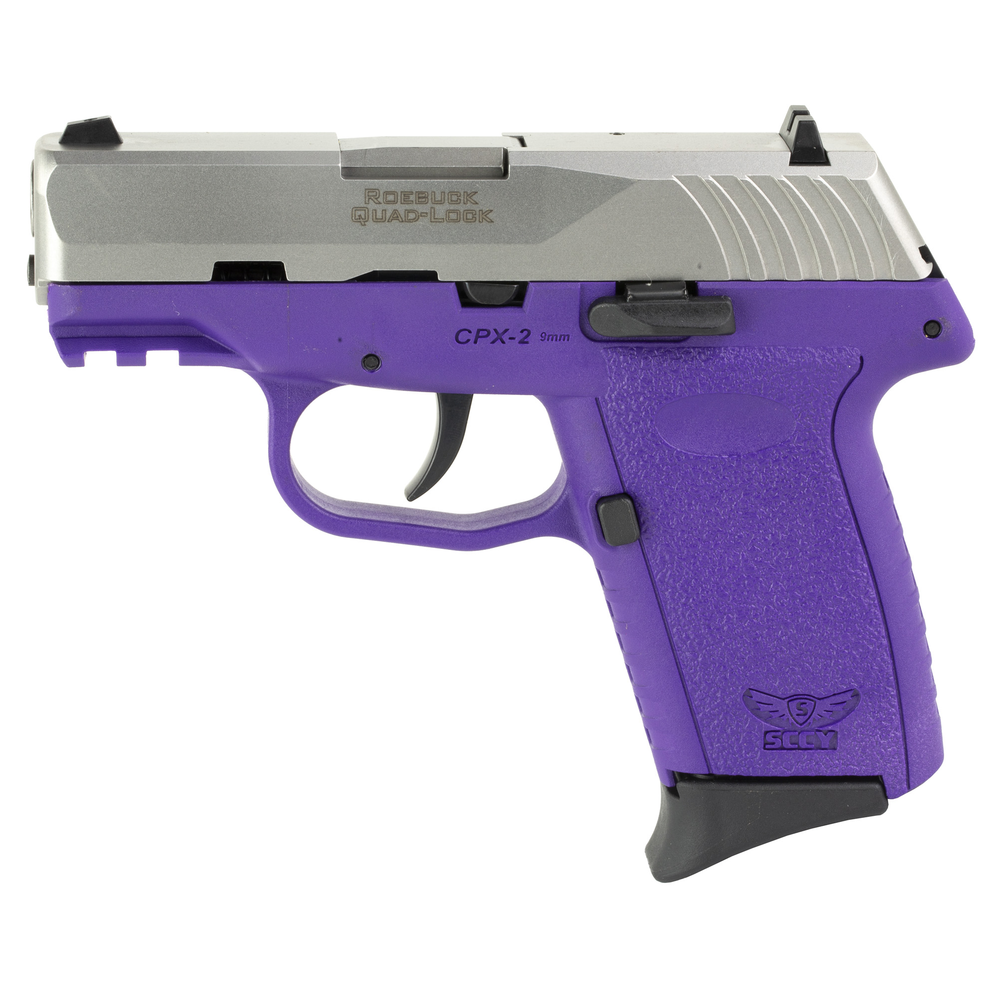 SCCY CPX-2 Gen 3 9mm Pistol, 3.1" Barrel, 3 Dot Sights, Purple, Silver - CPX2TTPUG3