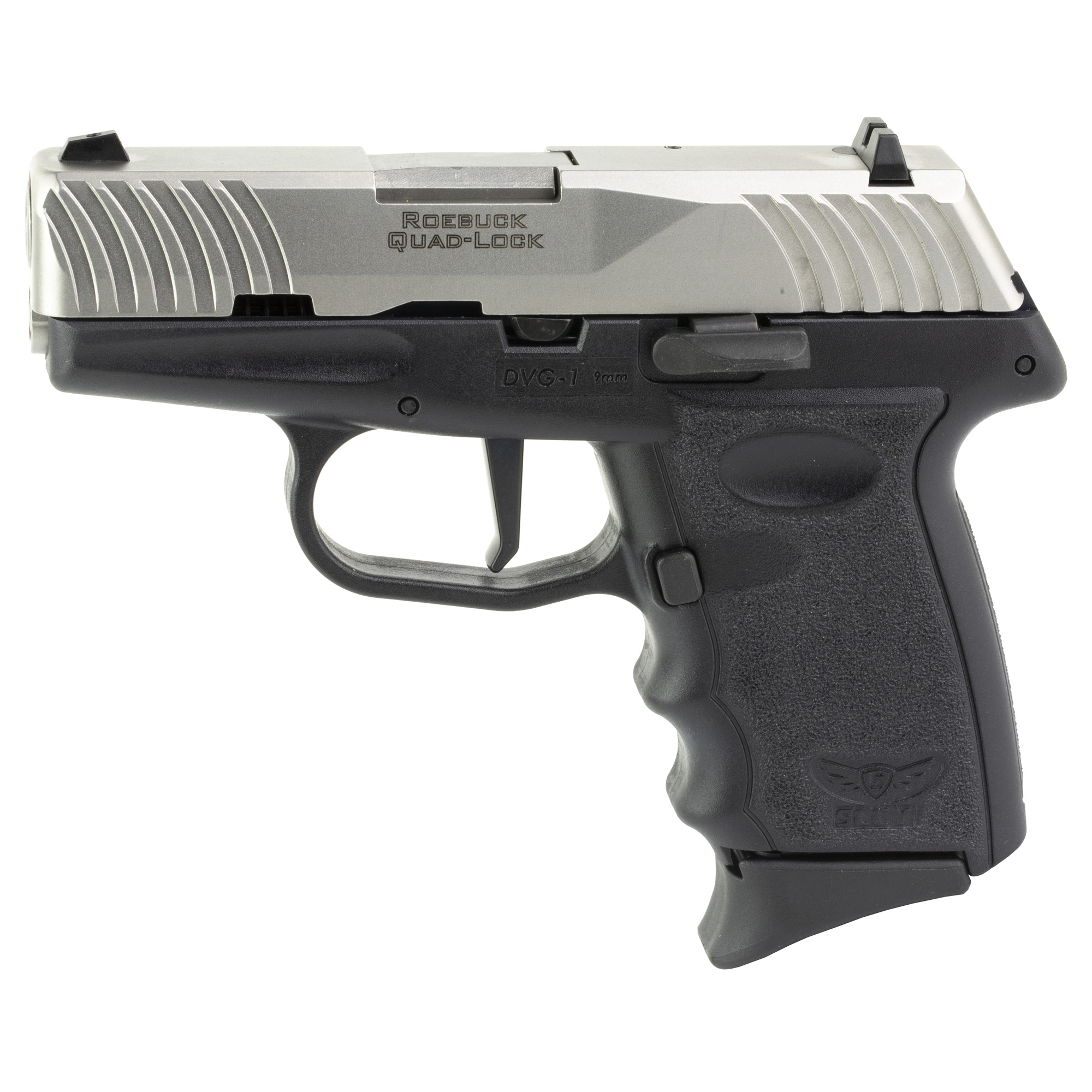 SCCY DVG-1 9mm Pistol, 3.1" Barrel, Blade Front/Adjustable Rear Sights, Black, Silver - DVG1TTBK - Sccy