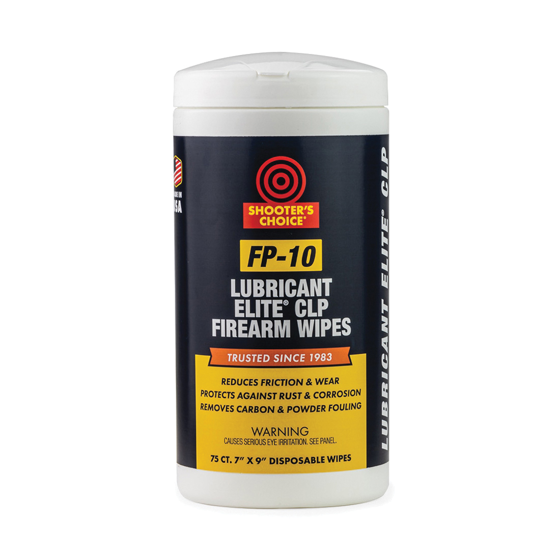 Shooter's Choice FP-10 Lubricant Elite 7" x 9" CLP Wipes, Canister of 75