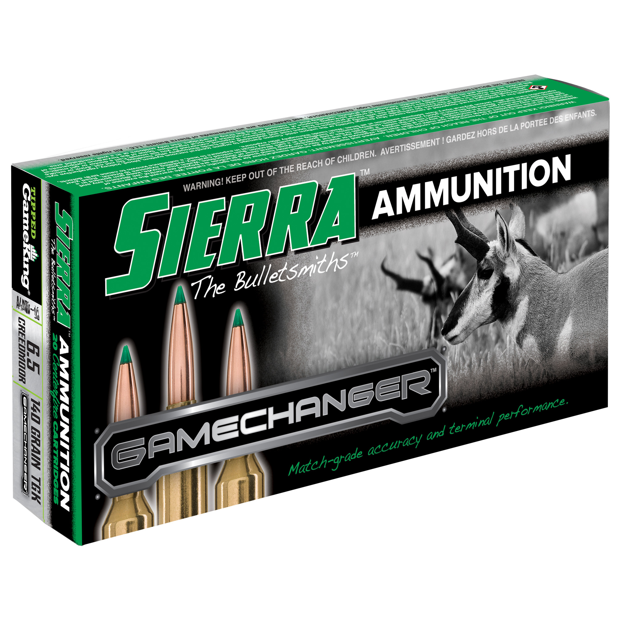 Sierra GameChanger 6.5 Creedmoor Ammunition, 20 Rounds Ballistic Tip 140Gr - A434005 - Sierra