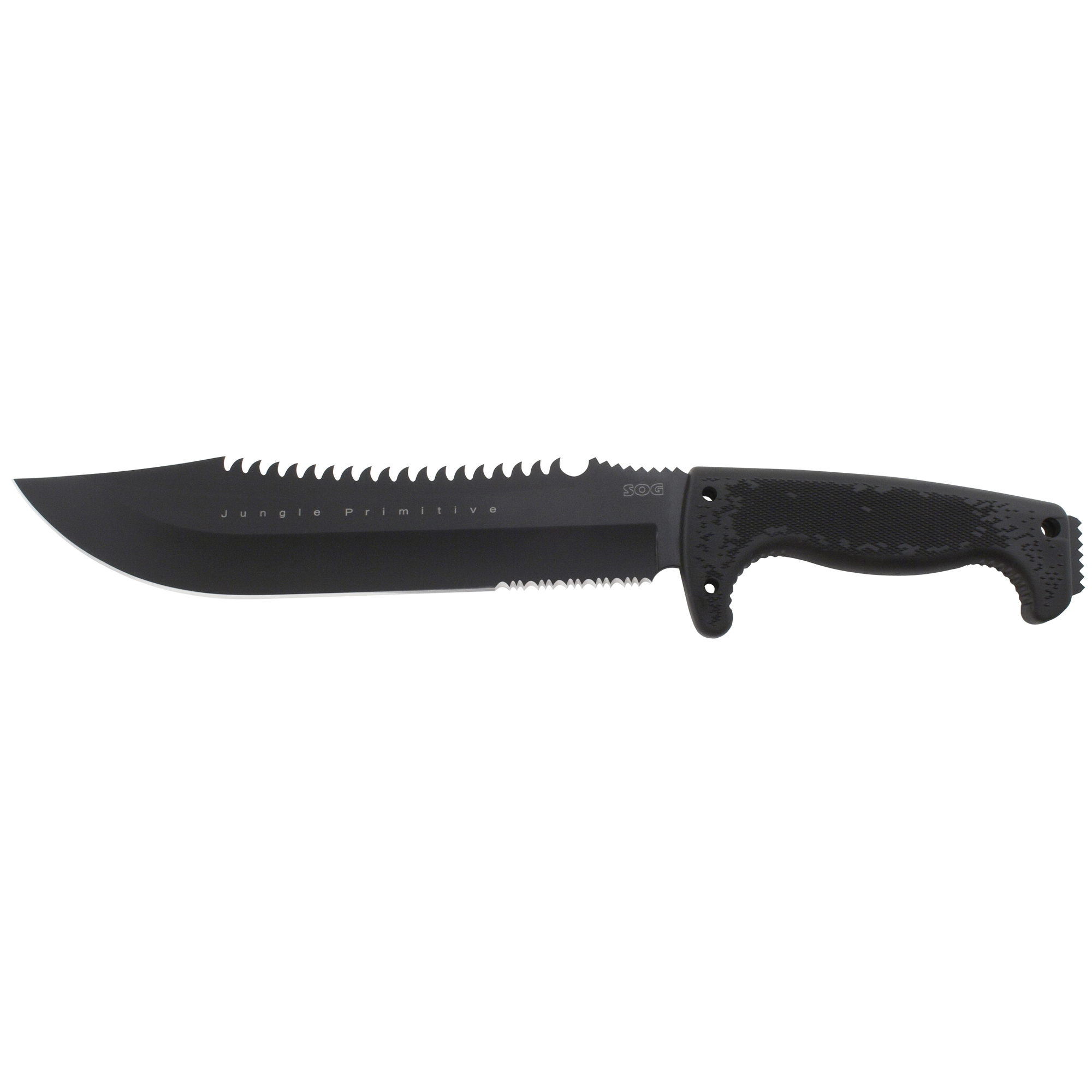 SOG Knives Jungle Primitive 9.5" Clip Point Fixed Blade Knife, Black - SOGF03TNCP - Sog Knives