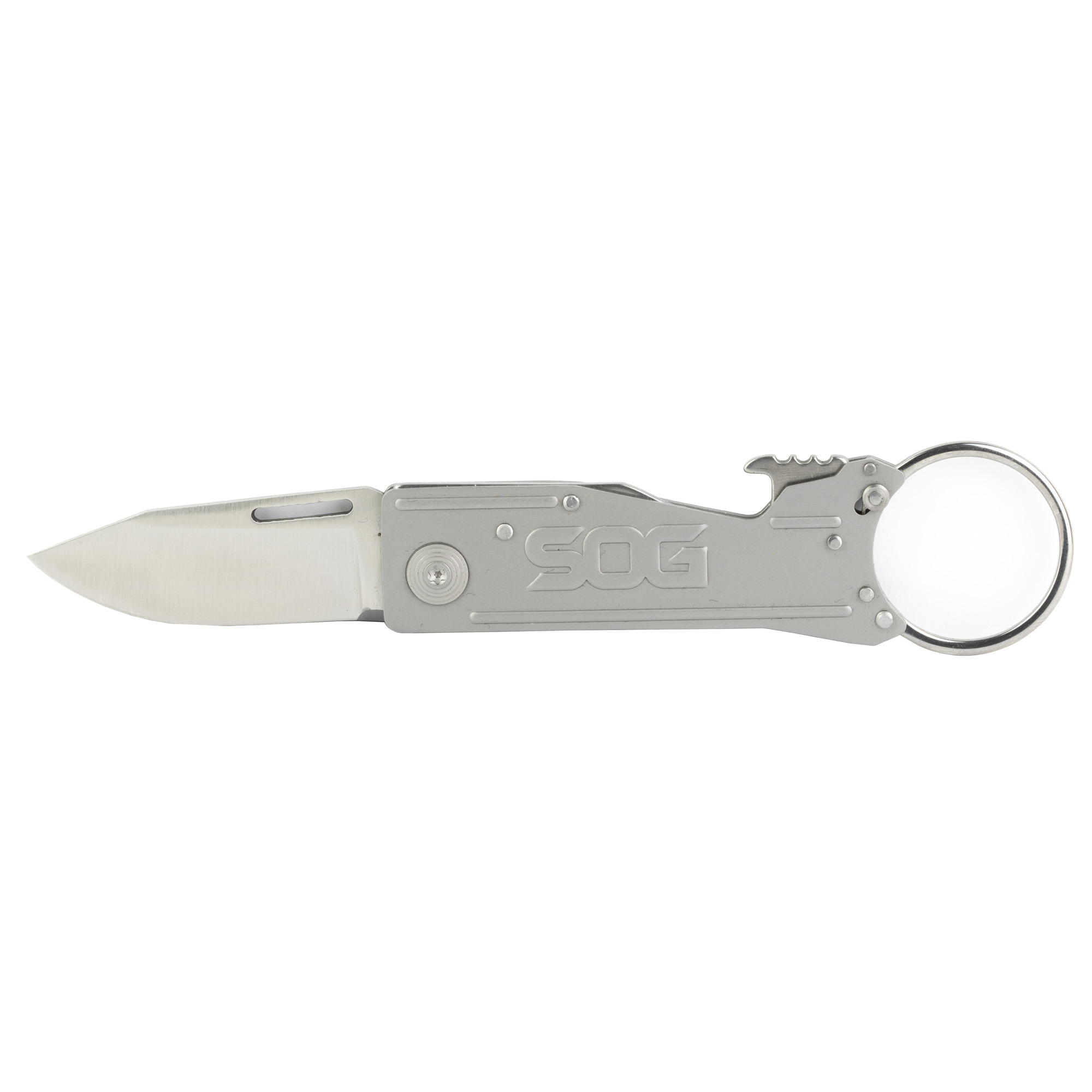 SOG Knives KeyTron 1.8" Clip Point Folding Knife, Silver - SOGKT1001CP - Sog Knives