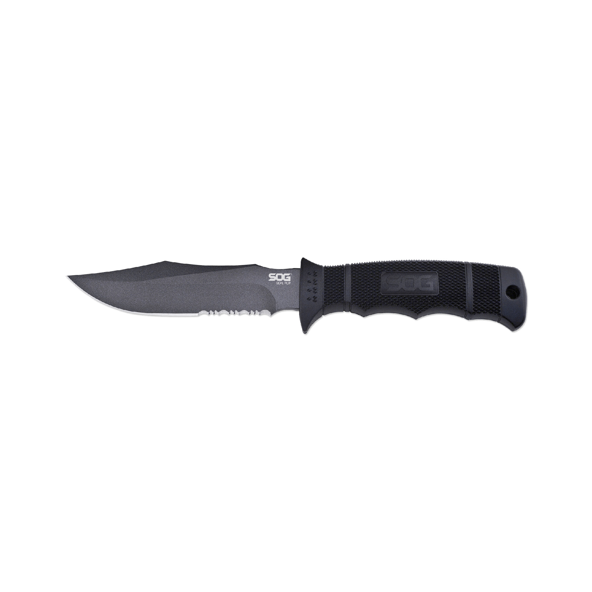SOG Knives Seal Pup 4.75" Clip Point Fixed Blade Knife, Black - SOGM37NCP - Sog Knives