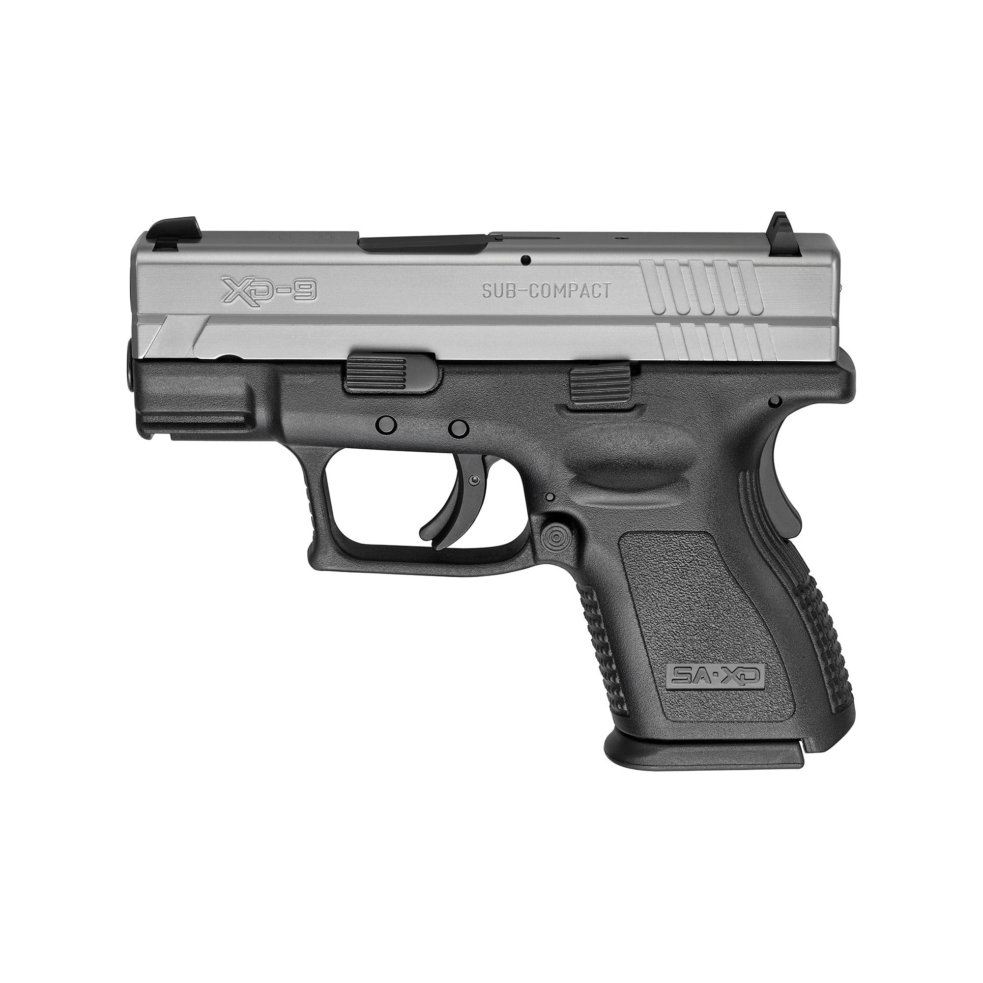 Springfield XD 9mm Pistol, 3" Barrel, Fixed Sights, Silver, Black - XD9821
