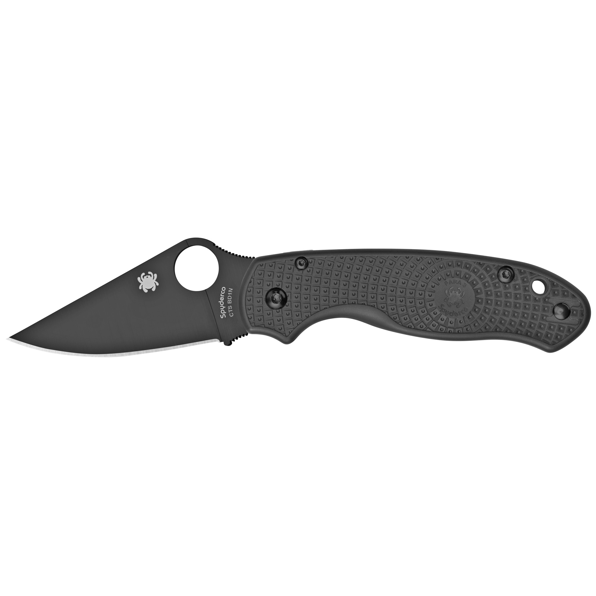 Spyderco Para 3 Lightweight 2.95" Black Blade Plain Edge Folding Knife - C223PBBK - Spyderco