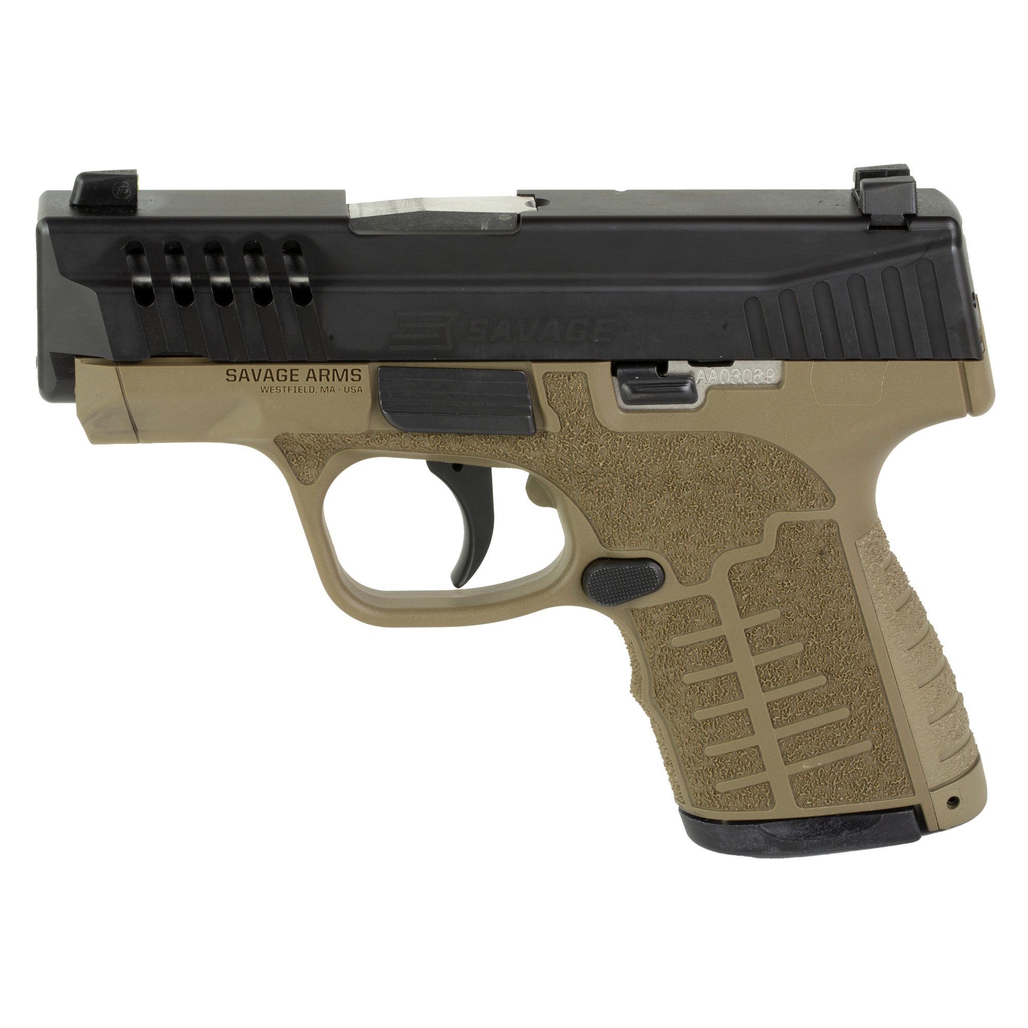 Savage Stance 9mm Pistol, 3.2" Barrel, Night Sights, Flat Dark Earth - 67007 - Savage Arms