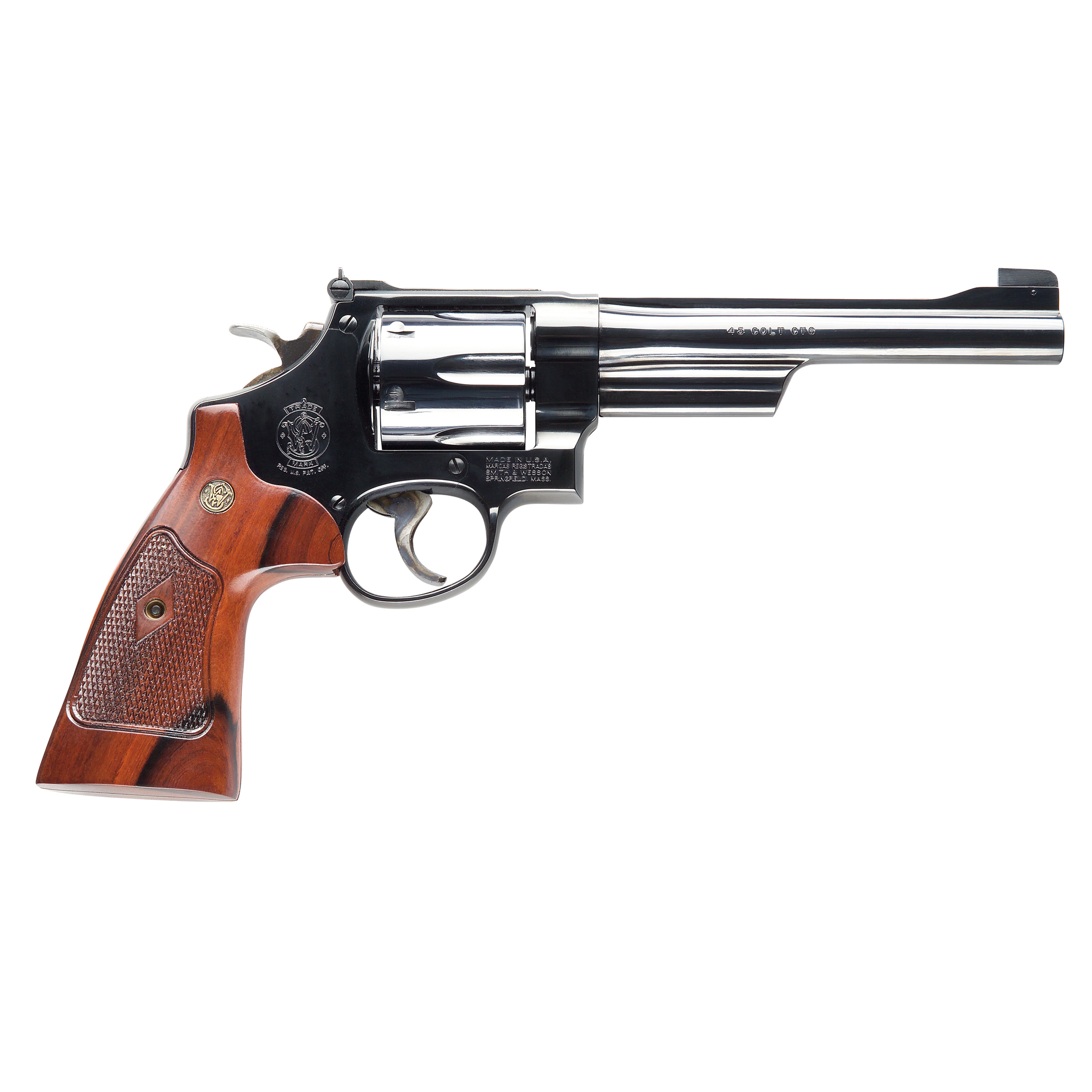 Smith & Wesson 25 .45 Long Colt Revolver, 6.5" Barrel, Adjustable Sights, Blue - 150256 - Smith & Wesson