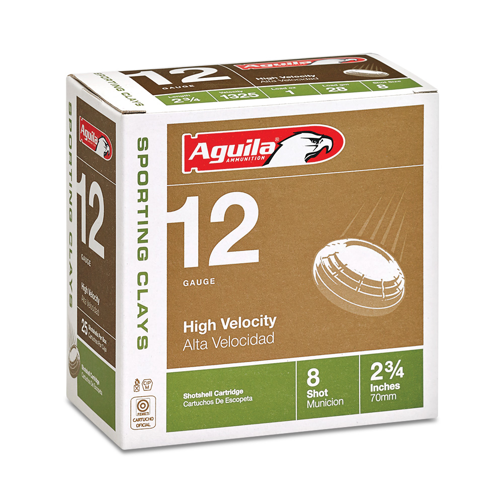 Aguila Competition 12 Gauge 2-3/4 inches 8 Shot 1-1/8 oz Sporting Clay Lead Shotshell, Birdshot, 25/Box - 1CHB1248 - Aguila
