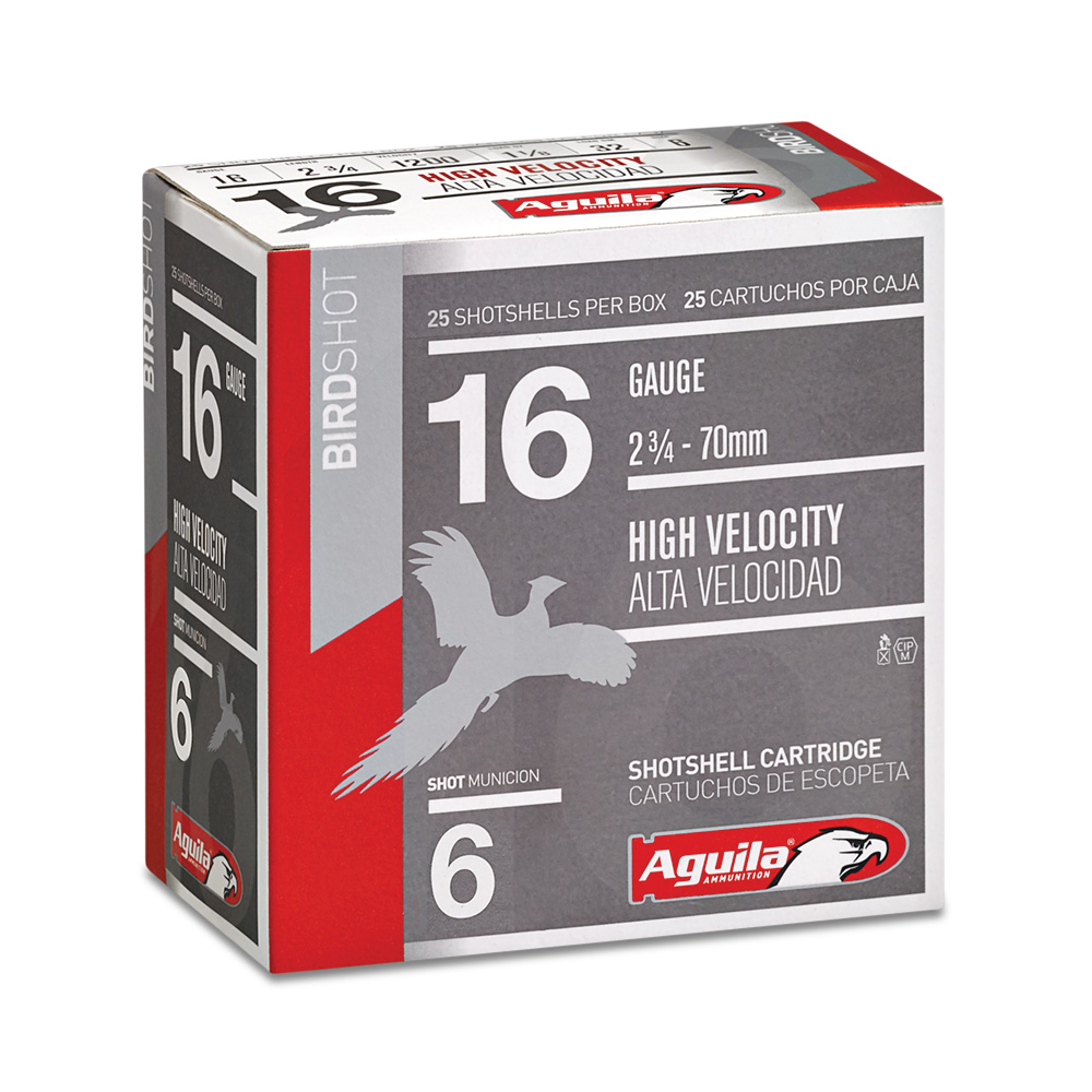 Aguila Sub-Gauge 16 Gauge 2-3/4 inches 6 Shot 1 oz Lead Shotshell, Birdshot, 25/Box - 1CHB1616 - Aguila