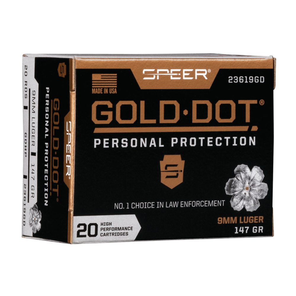 Speer Gold Dot Personal Protection 9mm 147 gr GDHP 20 Rounds Ammunition - 23619GD - Speer