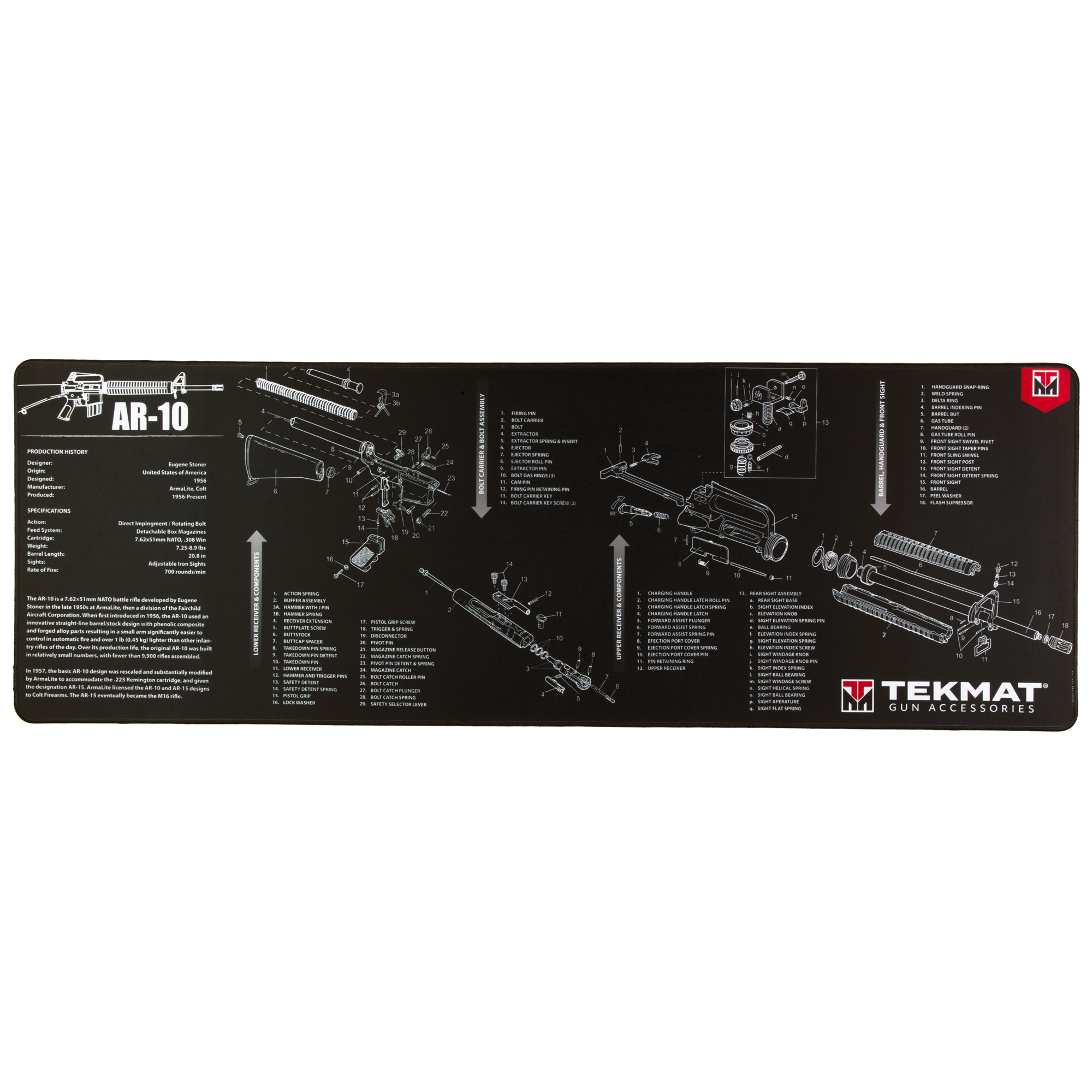 TekMat Ultra Mat, AR-10, 15"x44" Black Cleaning Mat - TEKR44AR10 - Tekmat