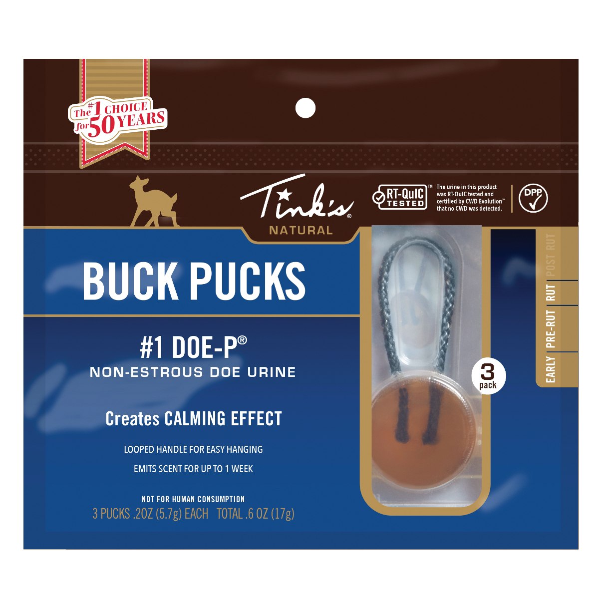 Tink's 1 Doe-P Deer Lure Calming Buck Puck, Pack of 3 - Tinks