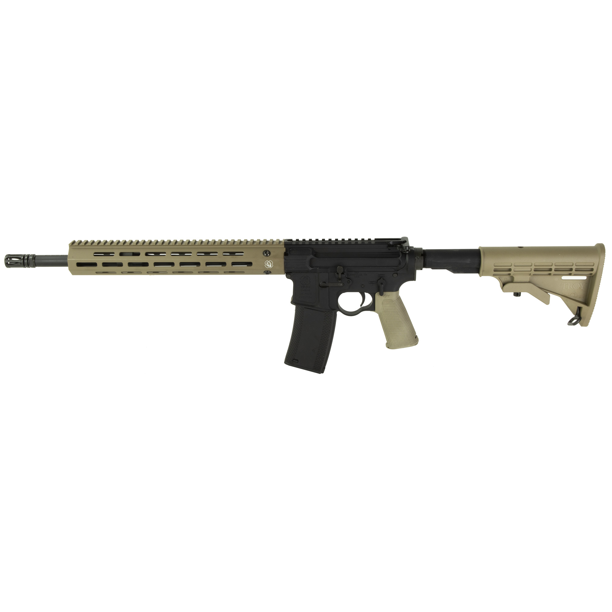 Troy Industries .223 Remington AR Rifle with 16" Barrel, Flat Dark Earth, Black - SCARCA316FBB1 - Troy Industries