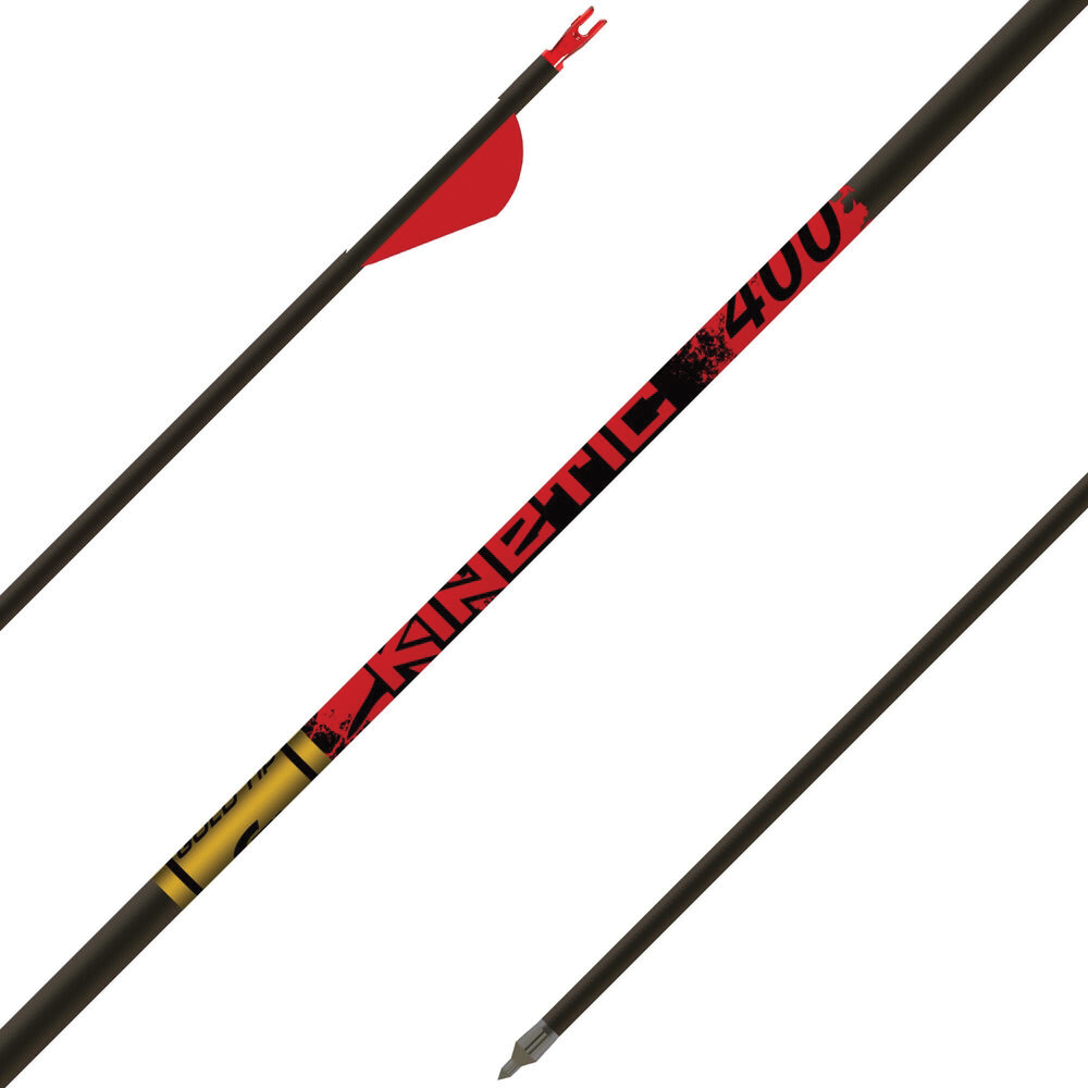 Gold Tip Kinetic 30" 7.60 GPI 500 Spine Hunting Arrow, Black/Red Pack of 6 - Gold Tip