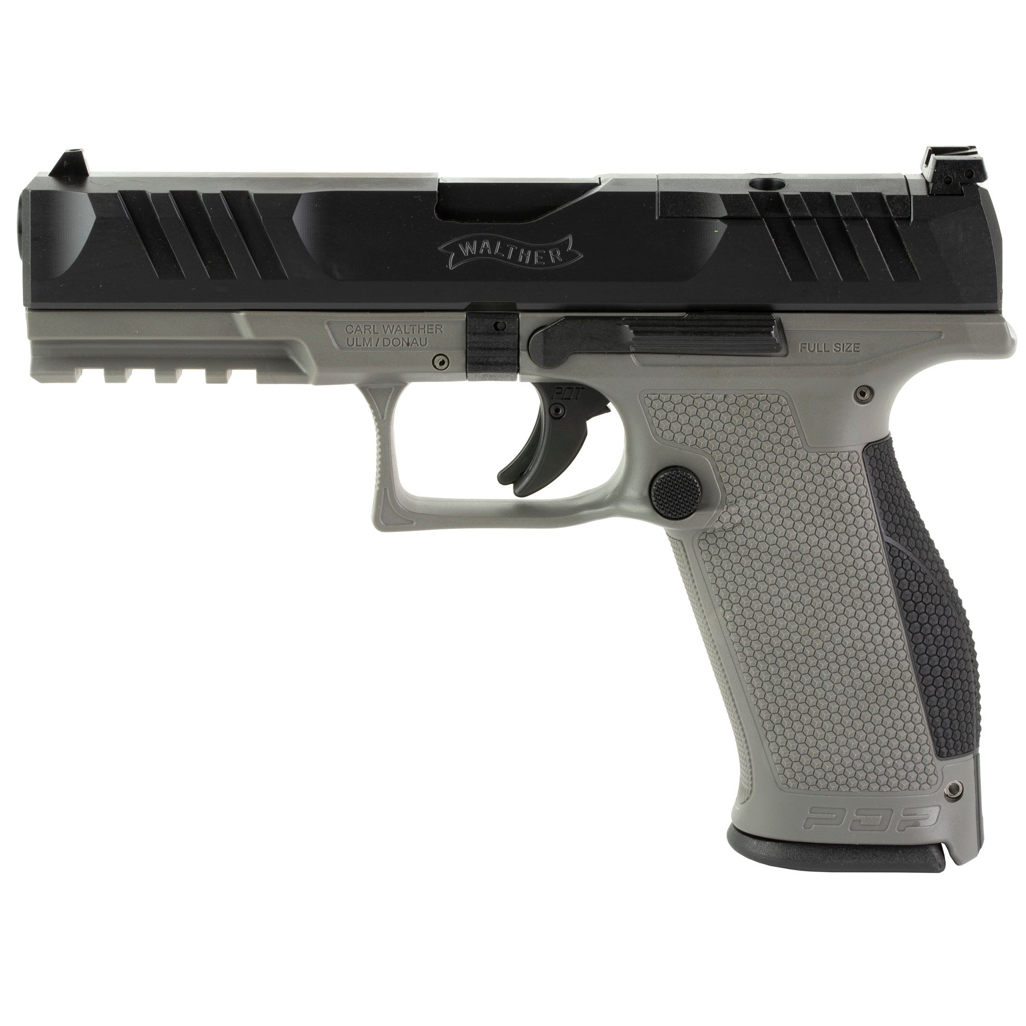 Walther PDP 9mm Pistol, 4.5" Barrel, Adjustable Rear Sights, Black, Gray - 2858371 - Walther