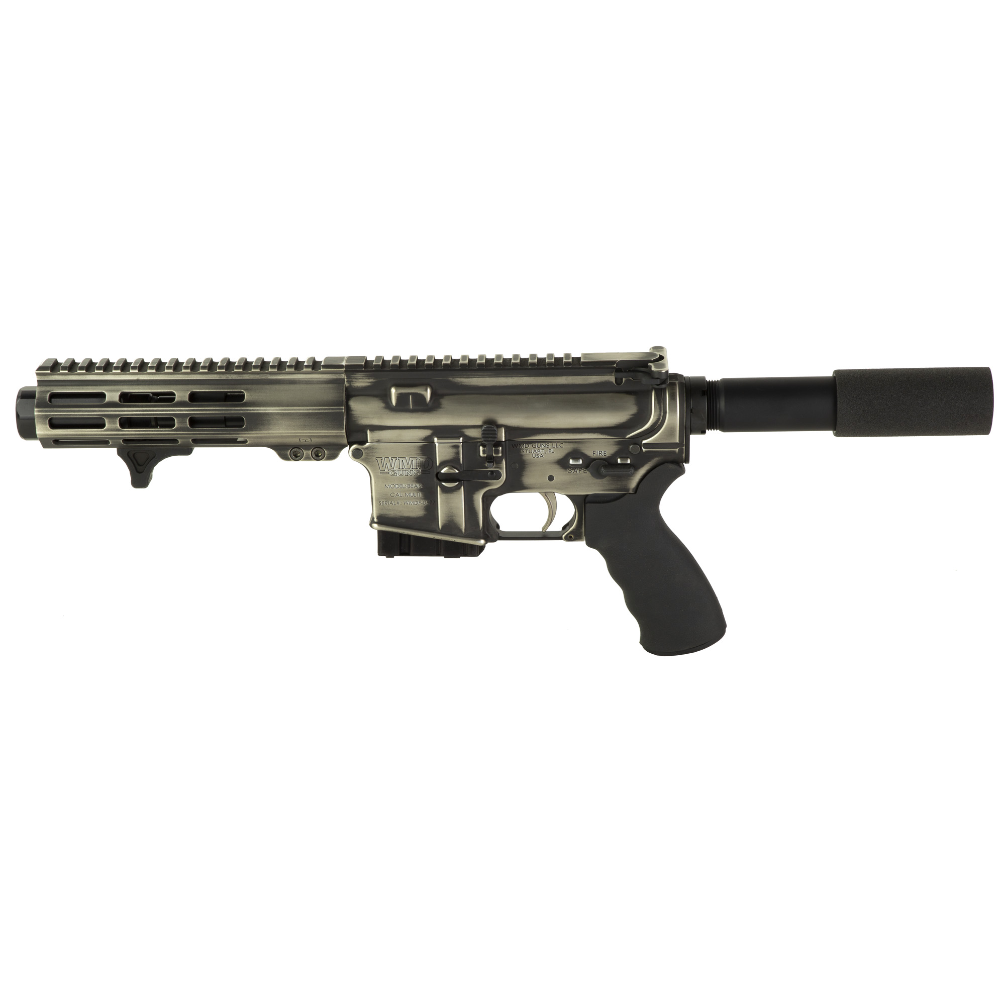 WMD Guns .223 Remington AR Pistol with 5" Barrel, Silver - 1NIBXARPISTOL5D - Wmd Guns