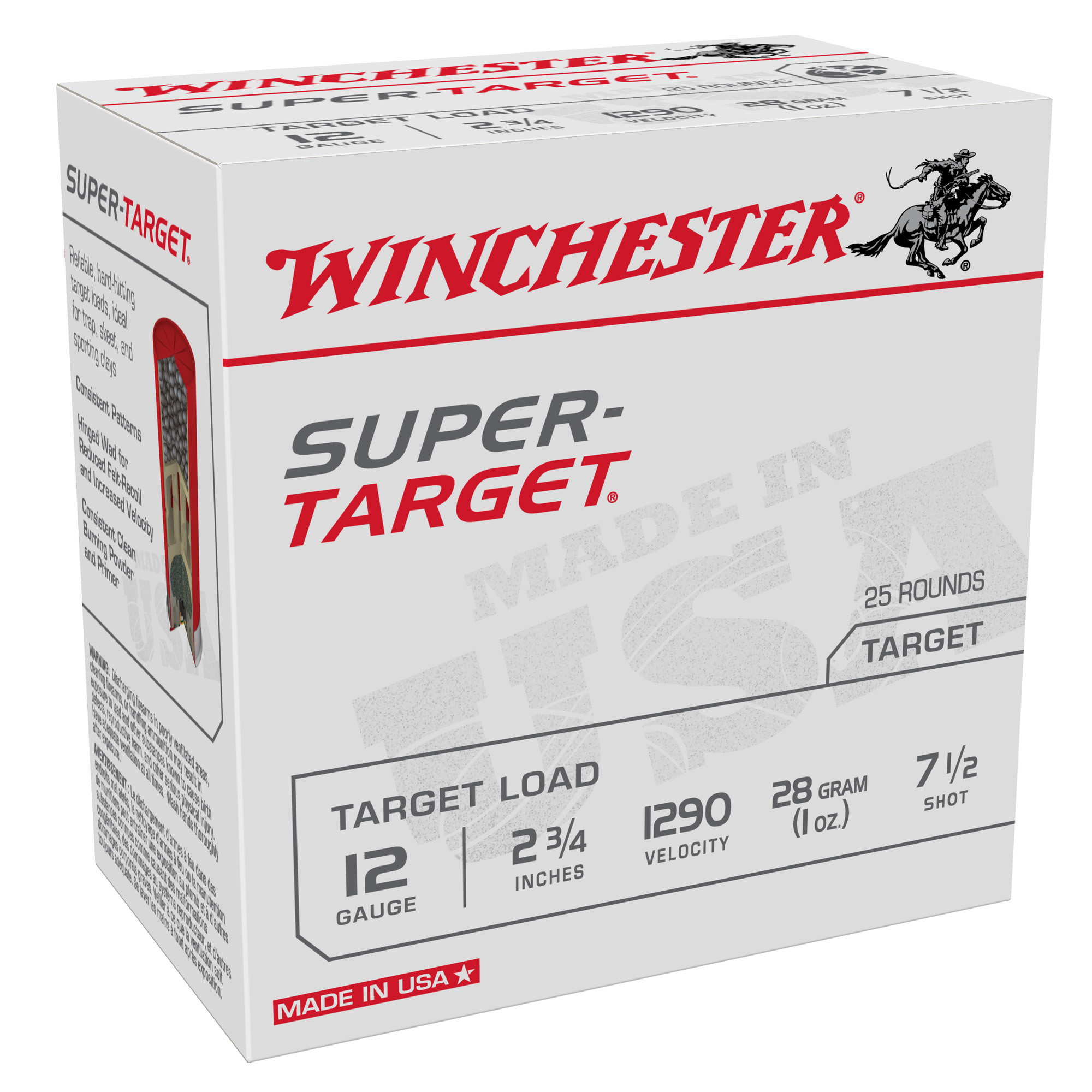 Winchester Super Target 12 Gauge Ammunition, 25 Rounds Shotshell #7.5 - TRGT12907