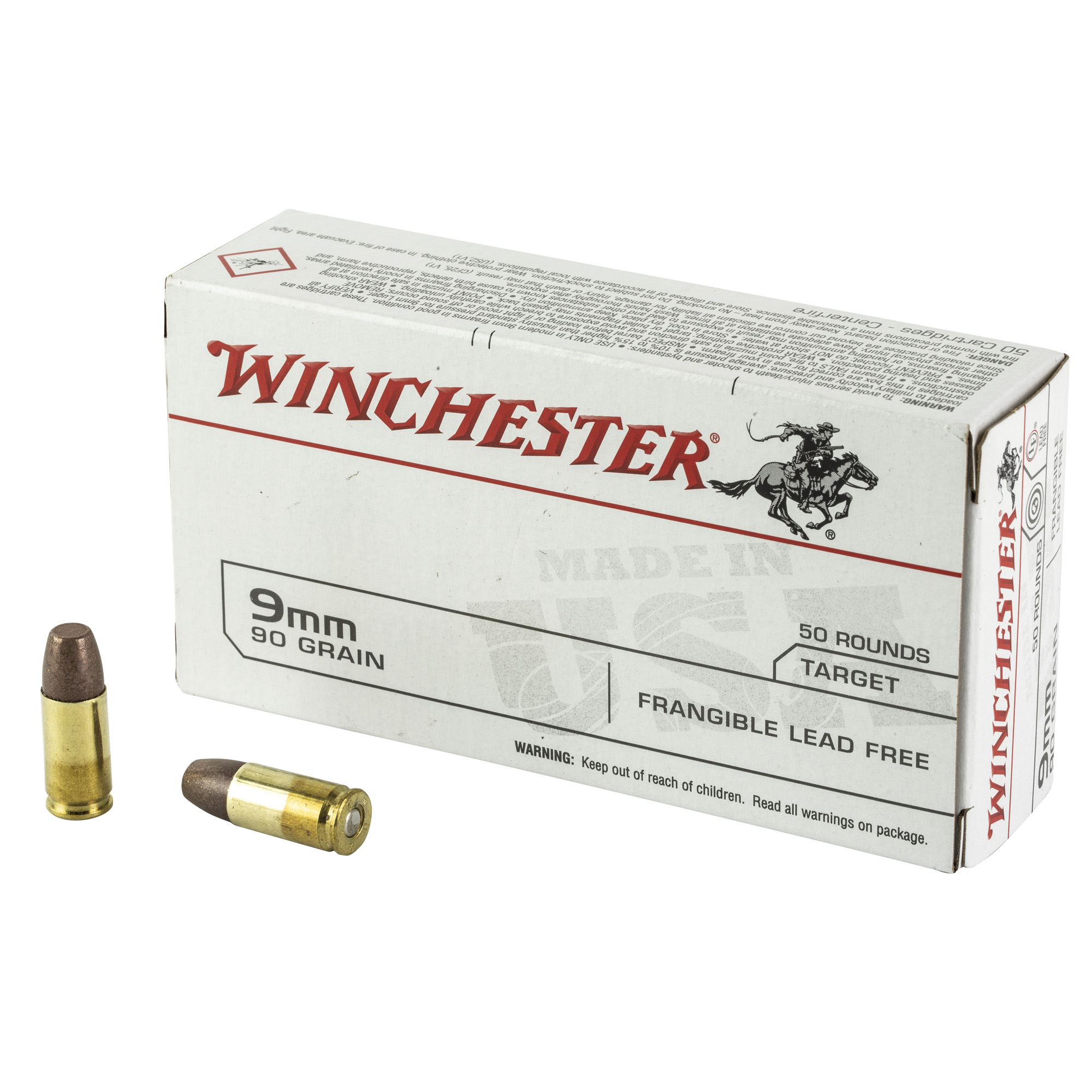 Winchester USA 9mm Ammunition, 50 Rounds Frangible 90Gr - USA9F - Winchester