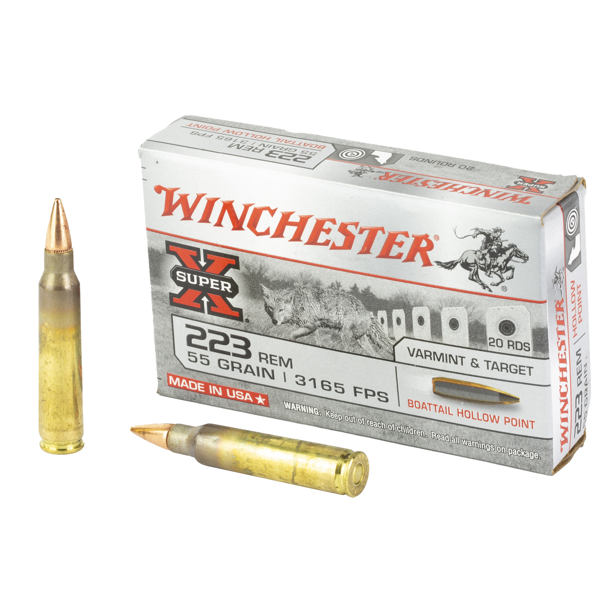 Winchester Super-X .223 Remington Ammunition, 20 Rounds BTHP 55Gr - W223HP55 - Winchester