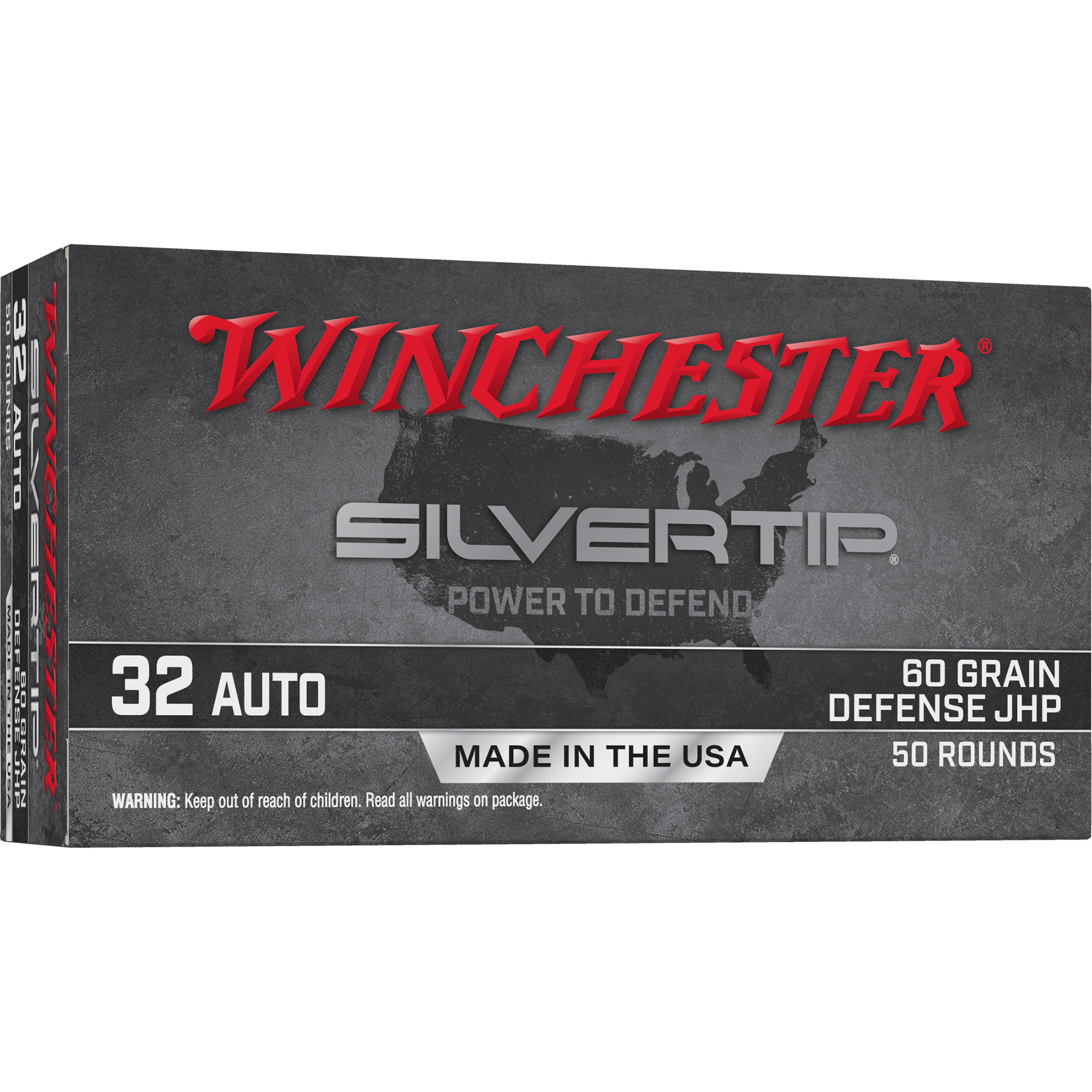 Winchester SILVERTIP .32 ACP Ammunition, 50 Rounds JHP 60Gr - W32AST