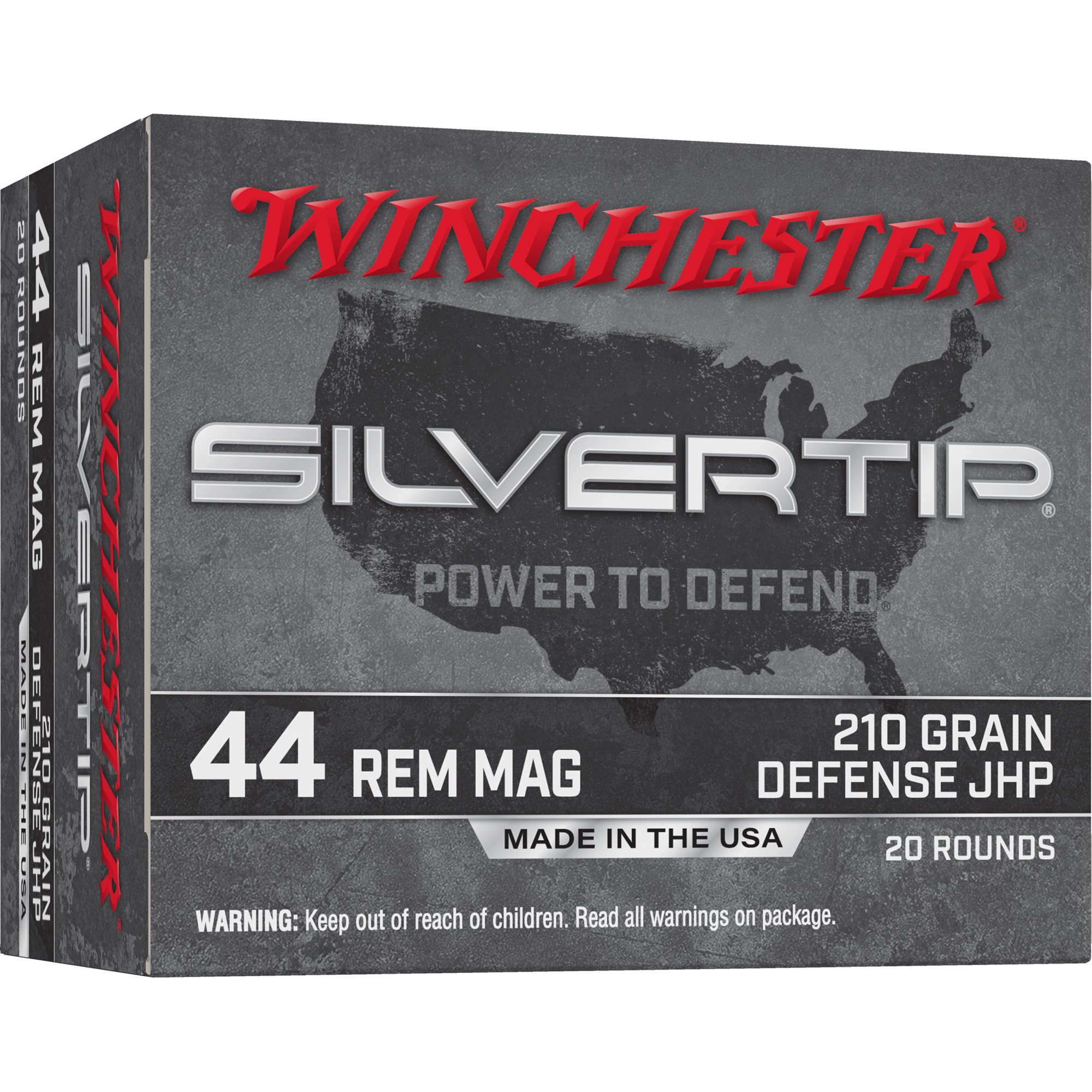 Winchester SILVERTIP .44 Mag Ammunition, 20 Rounds JHP 210Gr - W44MST