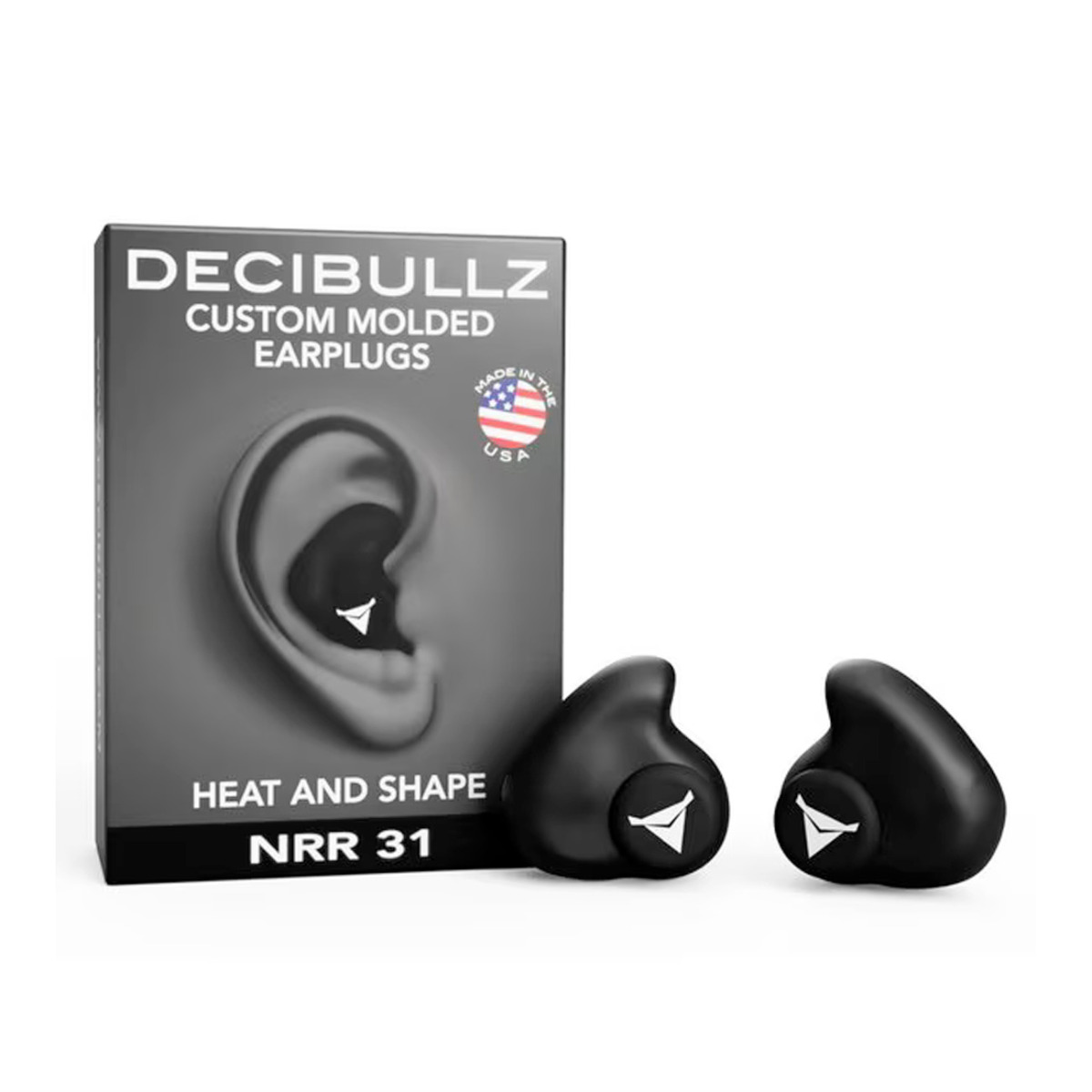 Decibullz Custom Molded Earplugs, Black - PLG1-BLK - Decibullz