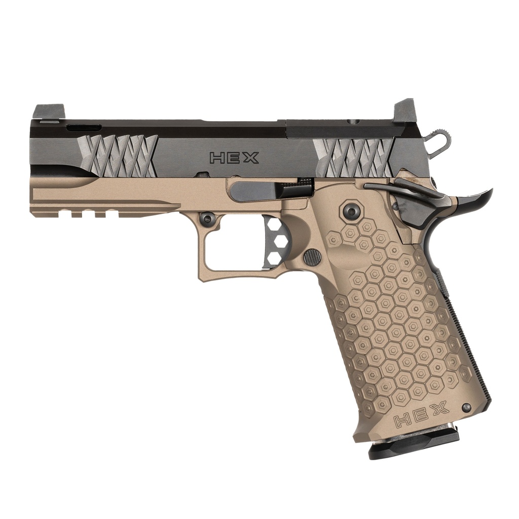 Jacob Grey TWC HEX, 4.25" 9mm Complete Handgun, (2)17rd Mags, Battle Brown - Jacob Grey Firearms