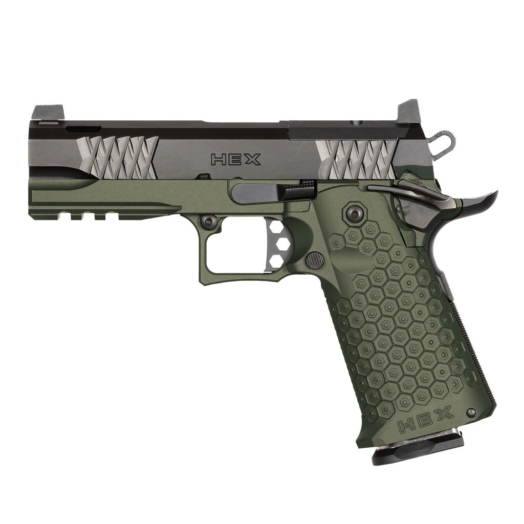 Jacob Grey TWC HEX, 4.25" 9mm Complete Handgun, (2)17rd Mags, Duty Green