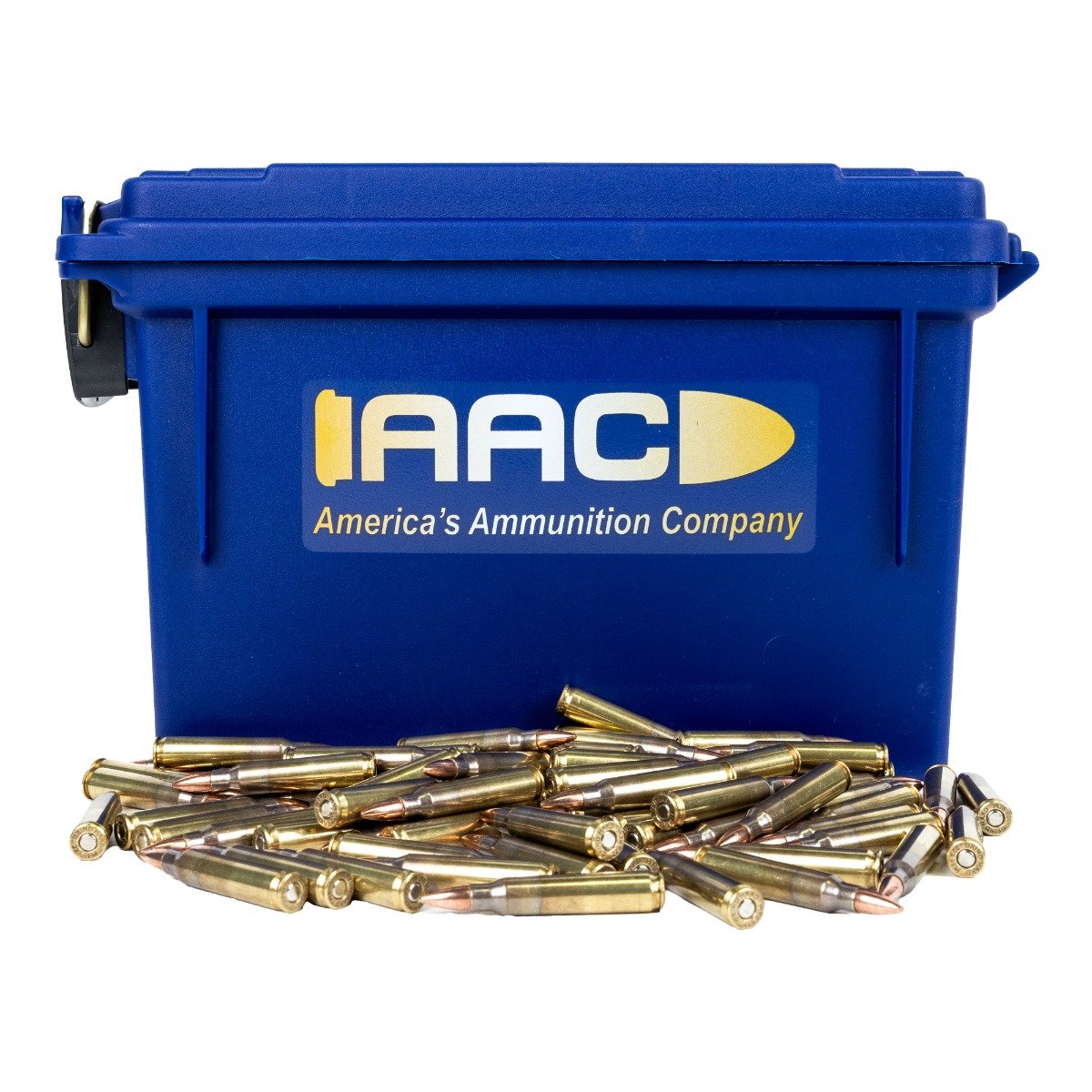 AAC .223 Remington 55 Grain FMJ Grind Hard Ammo 250rd With AAC Blue 30 Cal Ammo Can - Aac