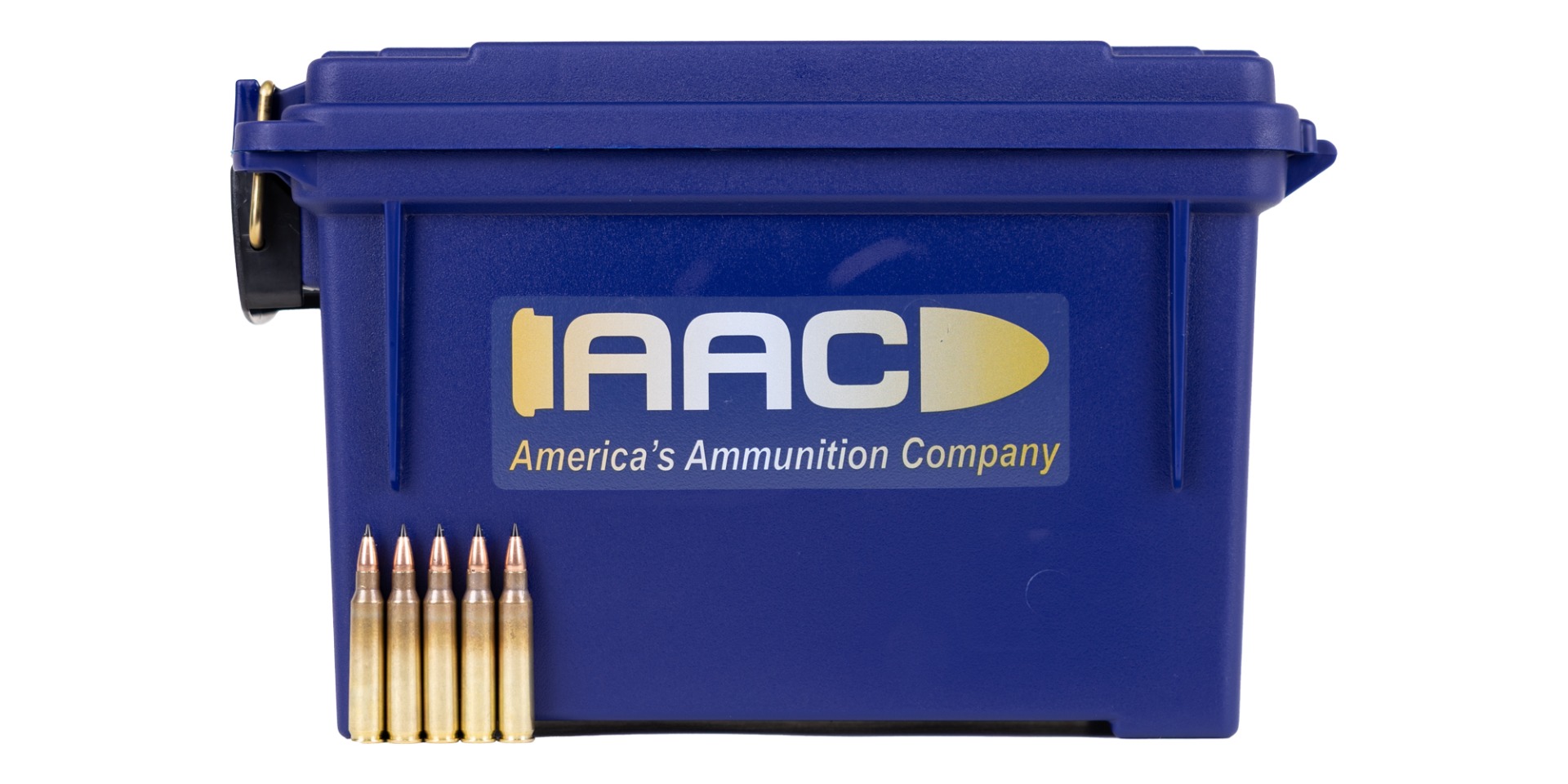 AAC "Sabre Blade Black Tip" 5.56 NATO 55 Grain Ammo 250rds With AAC Blue 30 Cal Ammo Can - AAC Ammo