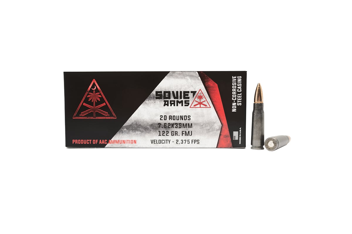 AAC "Soviet Arms" 7.62x39mm 122 Grain FMJ 20rd Box Ammunition - Aac