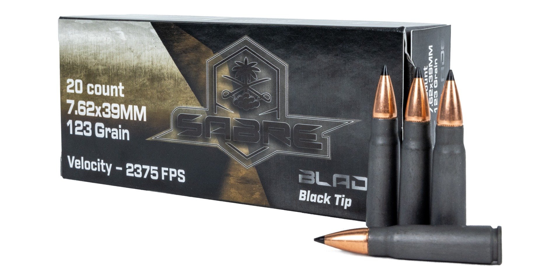 AAC "Sabre Blade Black Tip" 7.62x39mm 123 Grain 20rd Box Ammunition - Aac