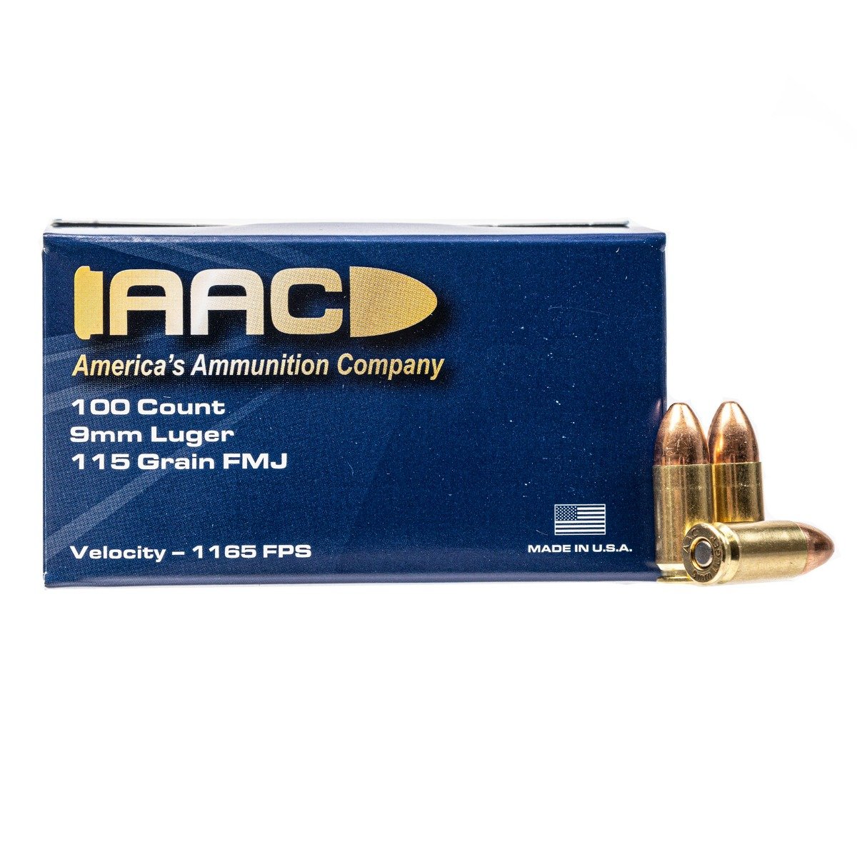 AAC 9mm Ammo 115 Grain FMJ 100rd Box - Aac Ammo