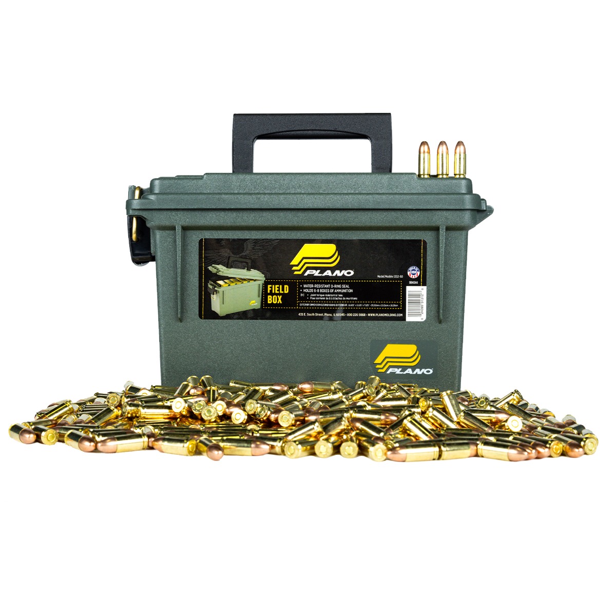 AAC 9mm Ammo 124 Grain FMJ 500rd With 30 Cal Plano Ammo Can