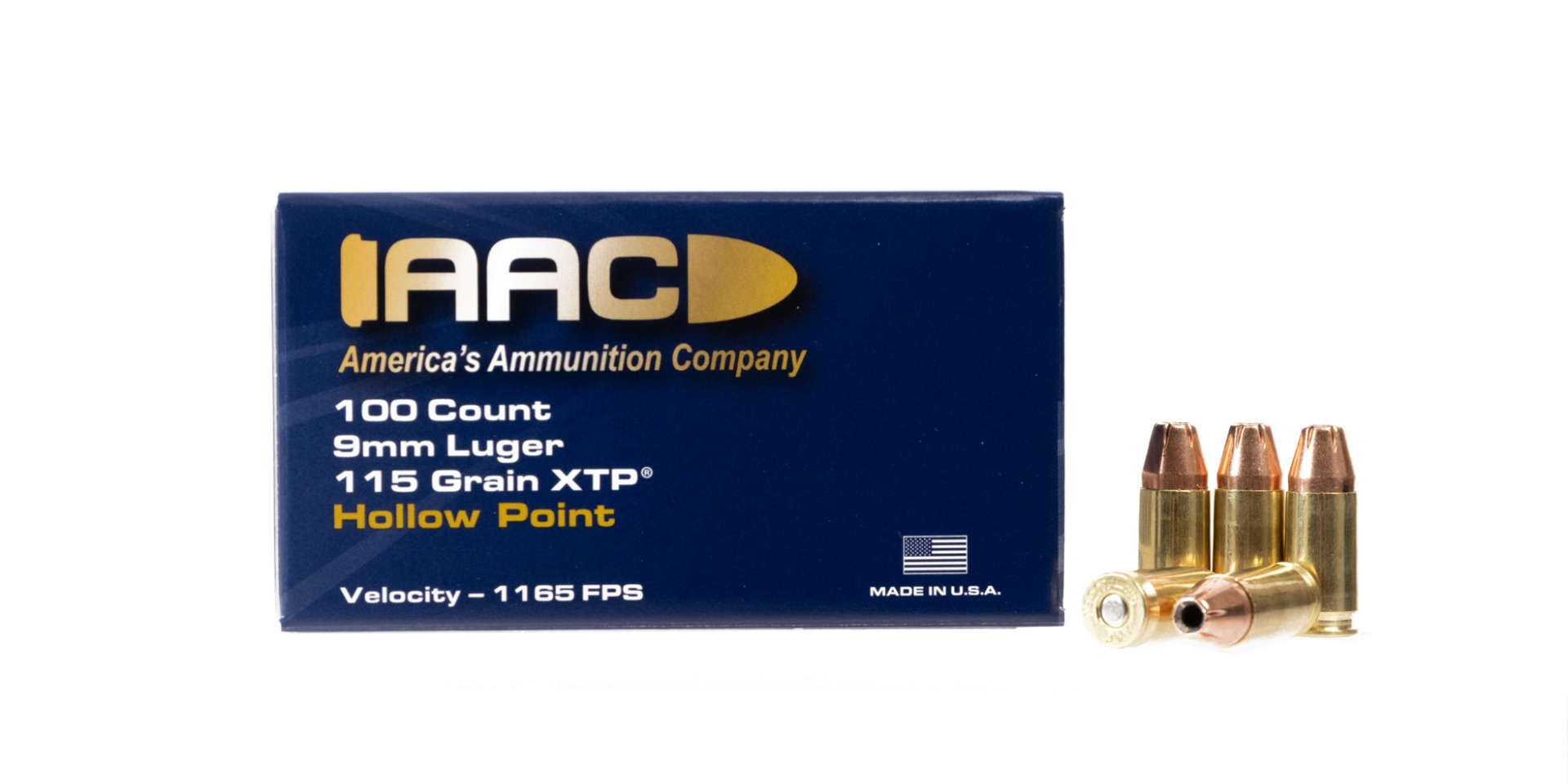 AAC 9mm Ammo 115 Grain XTP Hollow Point 100rd Box