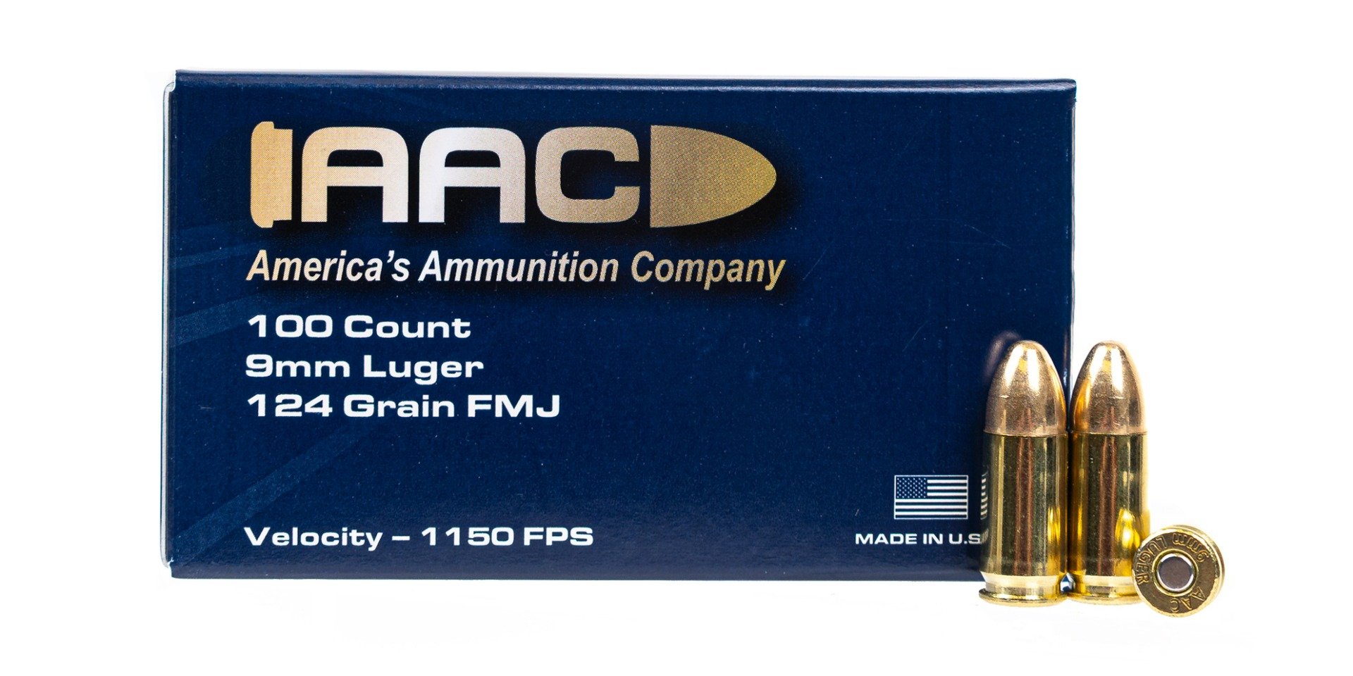 AAC 9mm Ammo 124 Grain FMJ 100rd Box - Aac Ammo