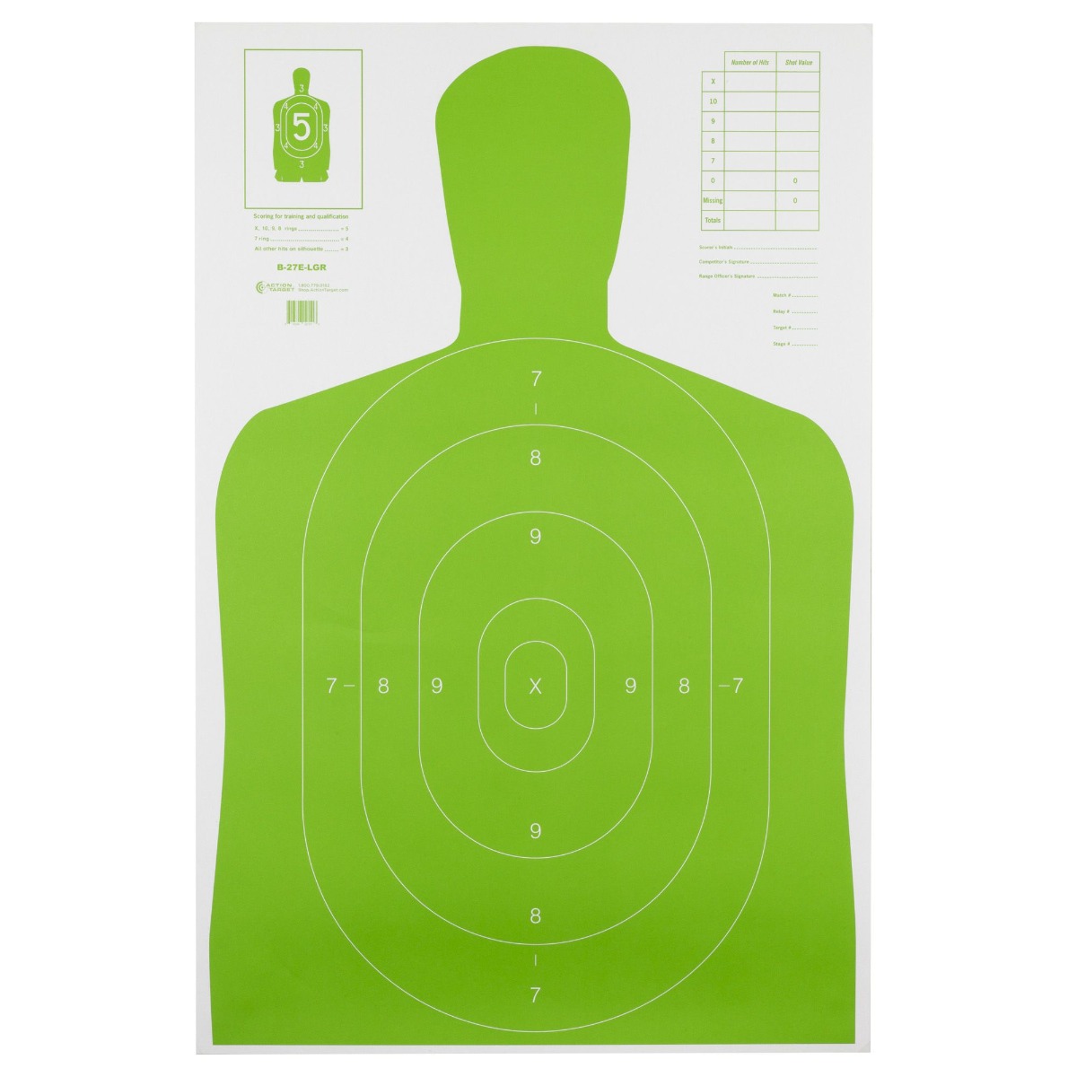 Action Target Law Enforcement 23" x 35" High Visibility Silhouette Target - B-27E-LGR-100 - Action Target