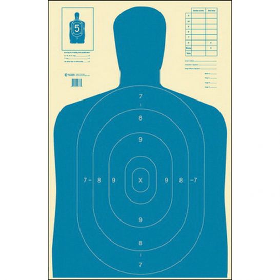 Action Target 23"x35" Economy Target w/ Blue Silhouette Cut Off Below Ring 7, 100/Box - B-27EBLUE-100 - Action Target