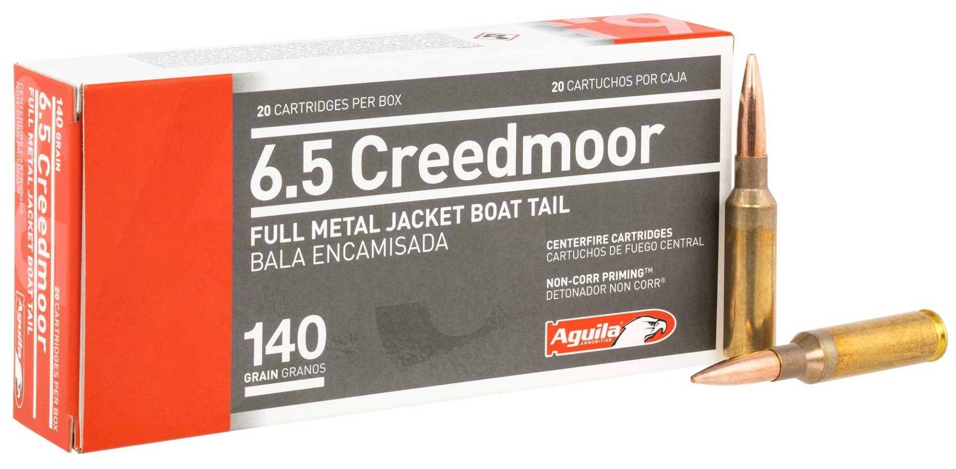 Aguila Target & Range 6.5 Creedmoor Ammo 140 Grain FMJBT, 20rds - 1E650110 - Aguila